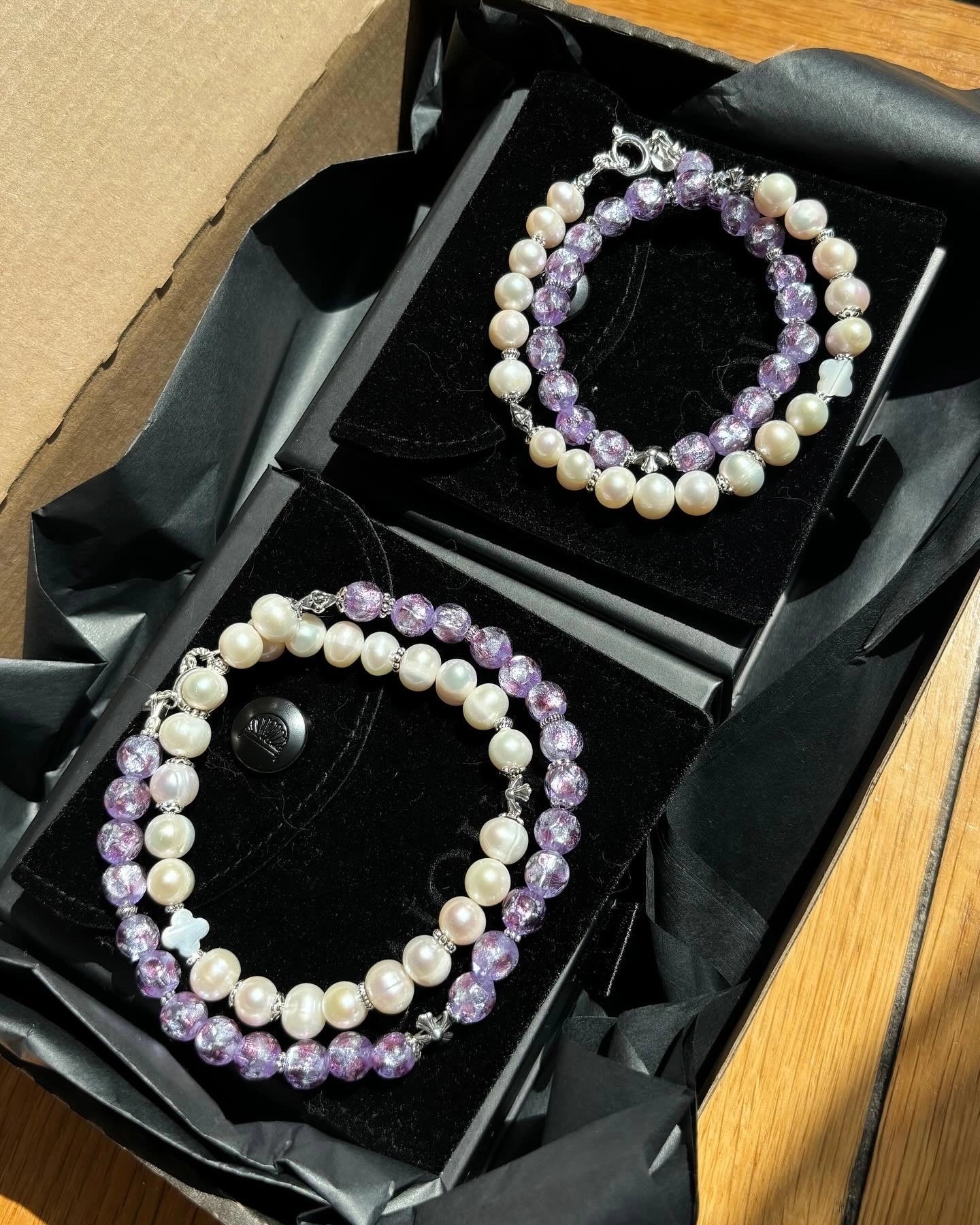 bracelet perles de culture phosphorescent