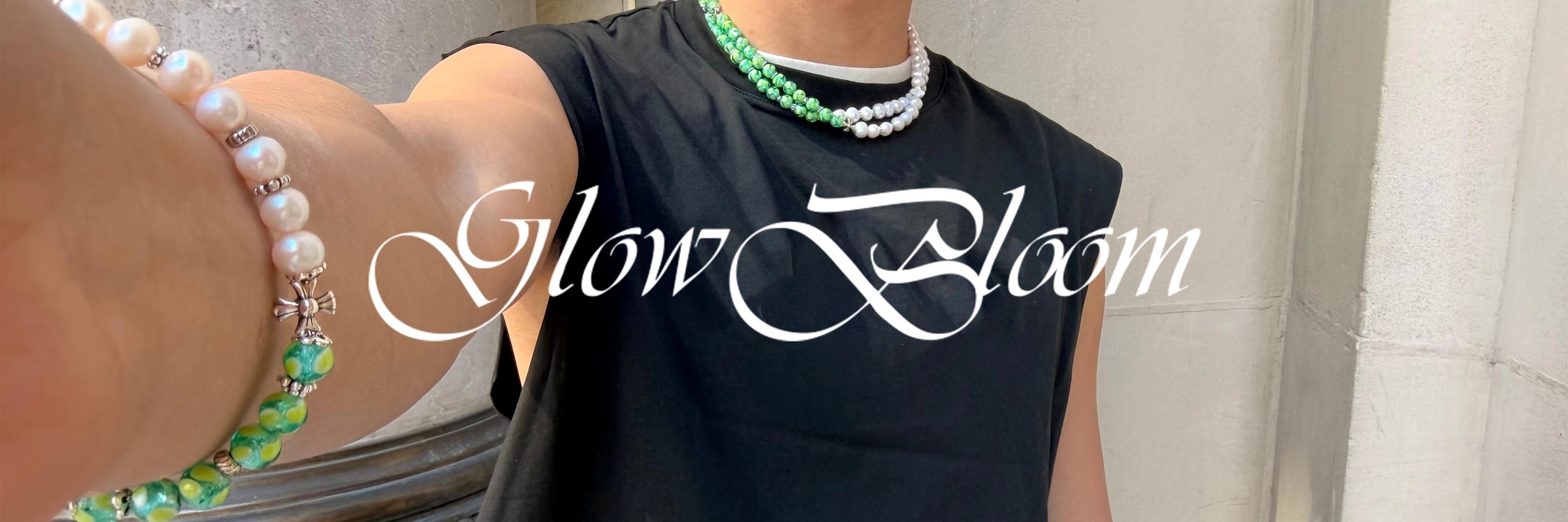 collier perles culture phosphorescent vert