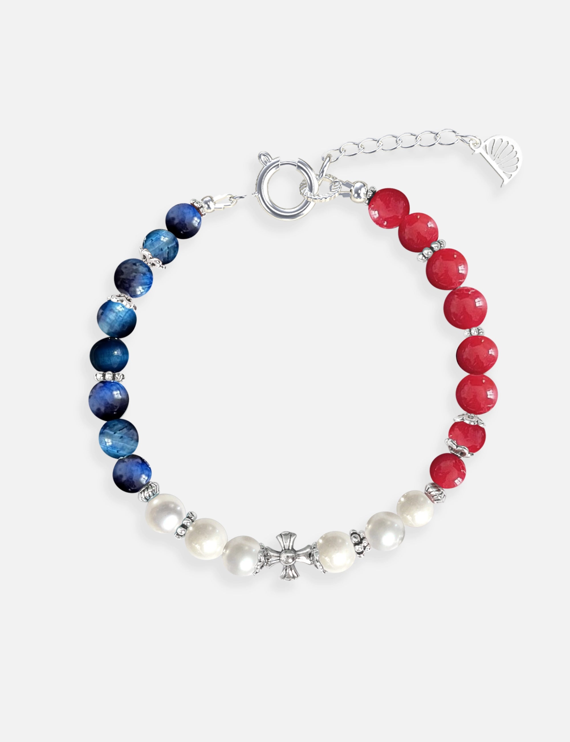 Bracelet perles culture bleu blanc rouge
