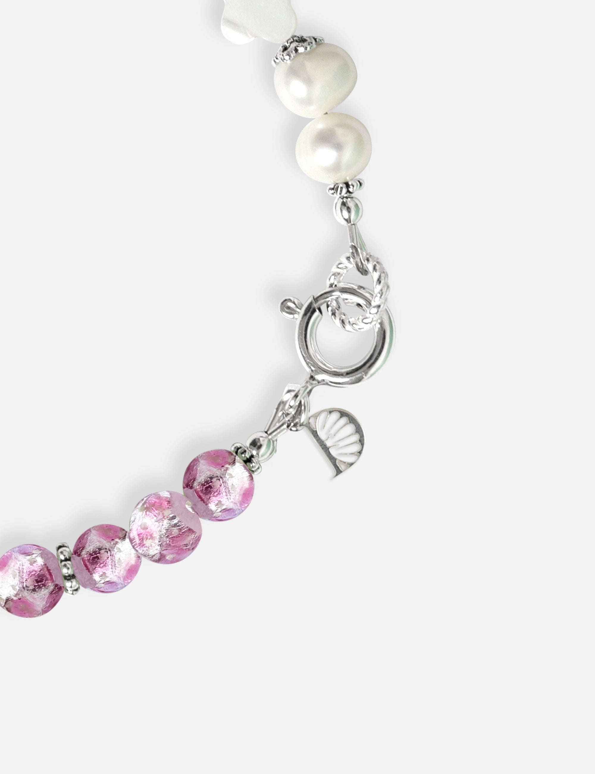 Bracelet perles de culture rose phosphorescent