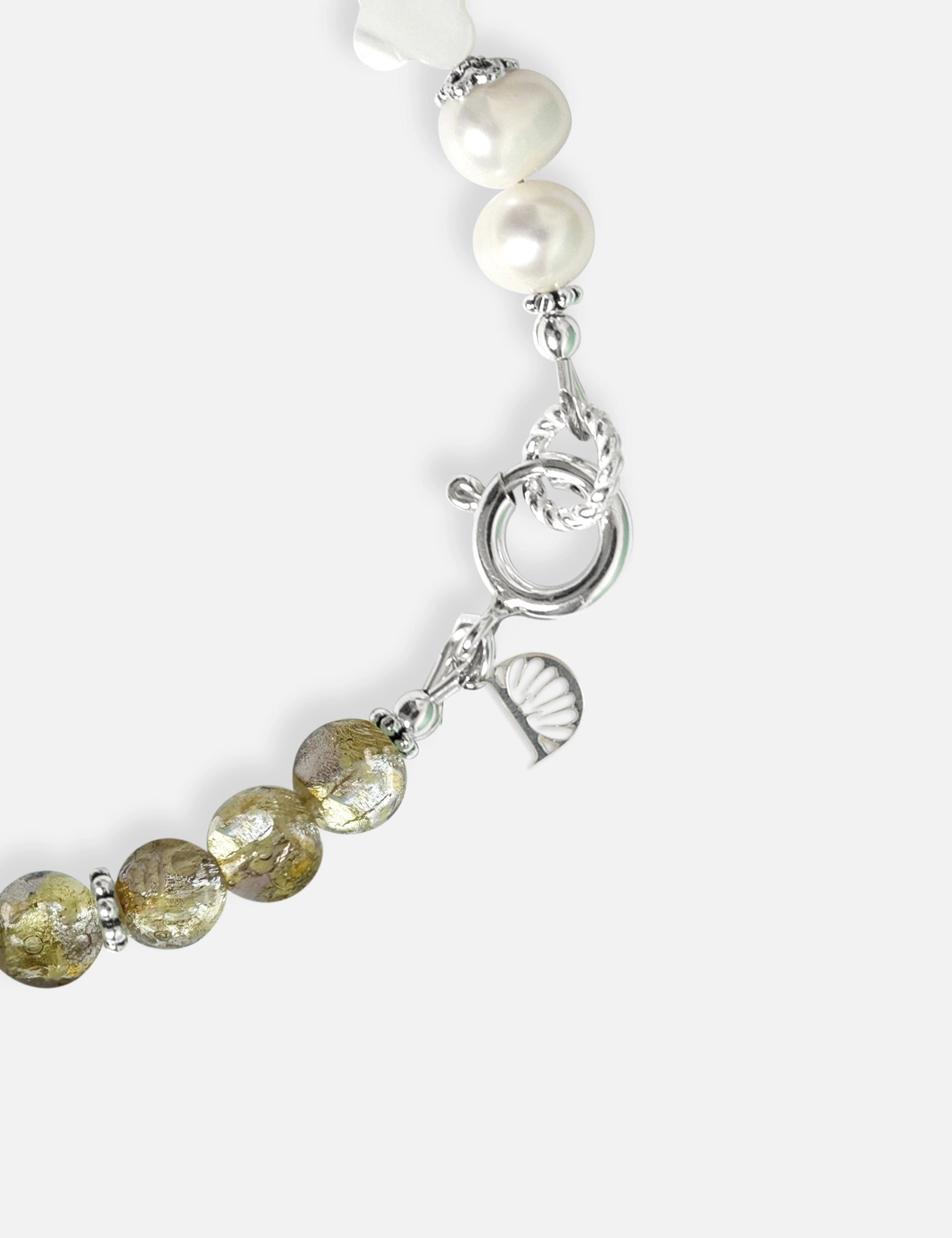 Bracelet perles de culture kaki phosphorescent