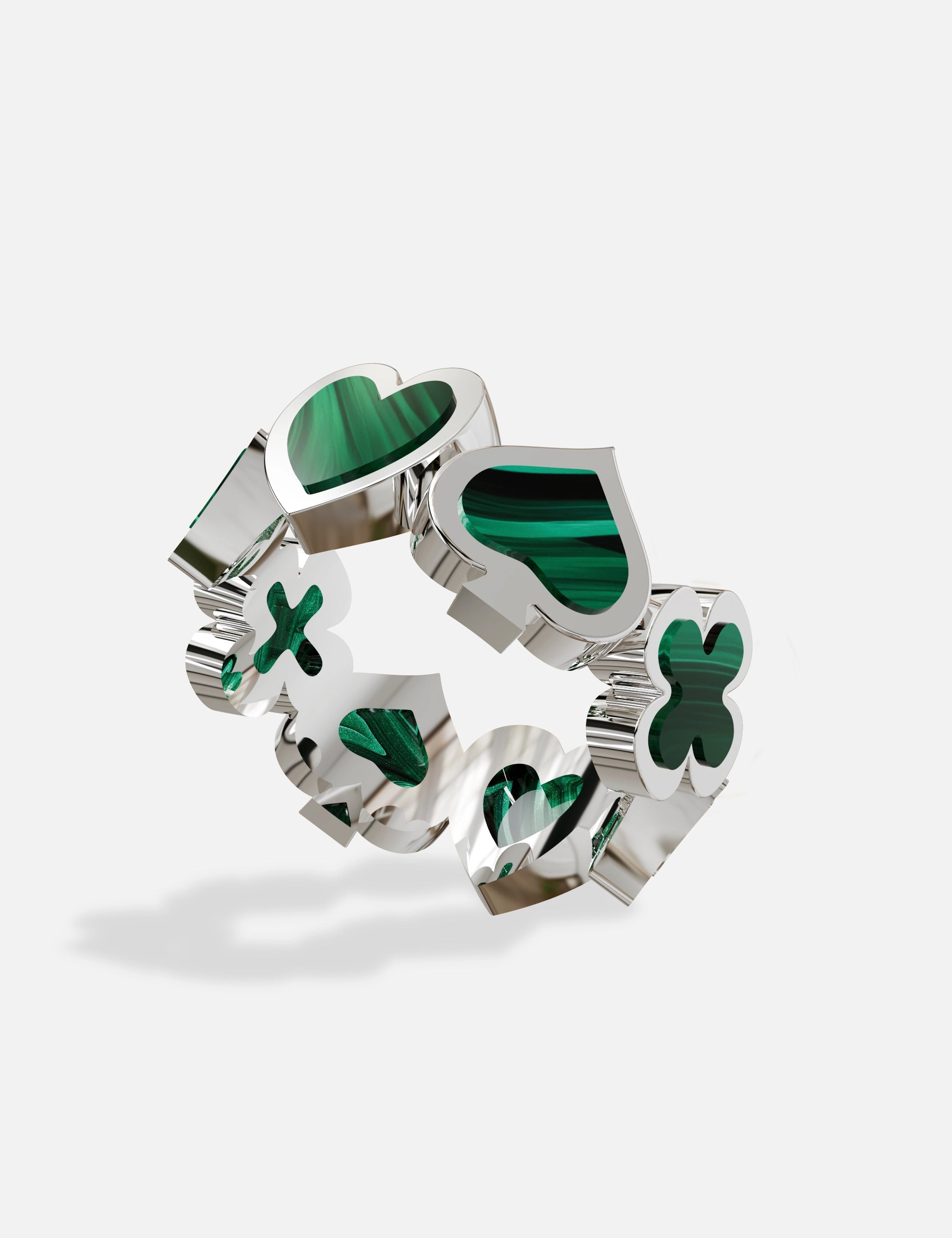bague casino malachite argent