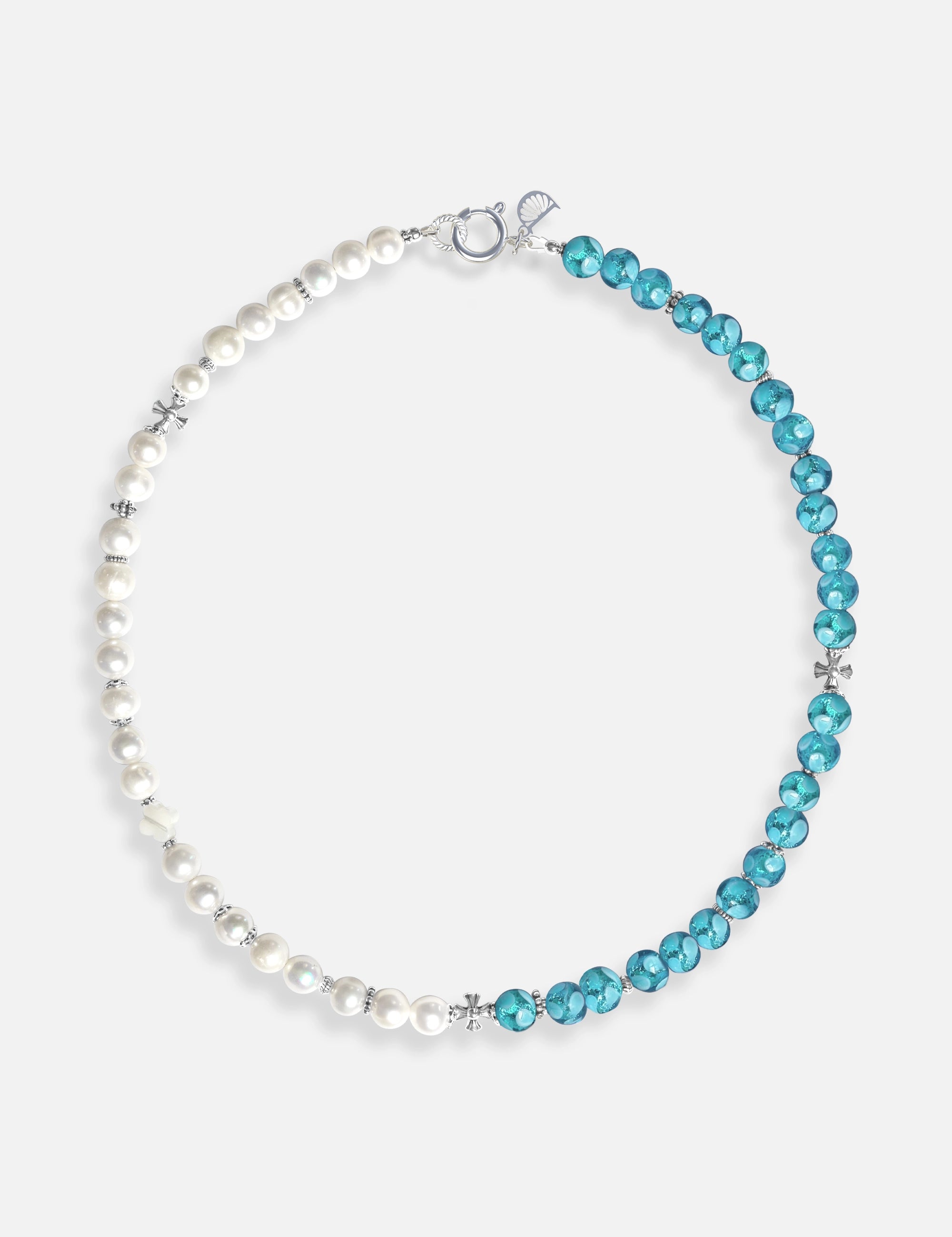 collier perles culture bleu phosphorescent