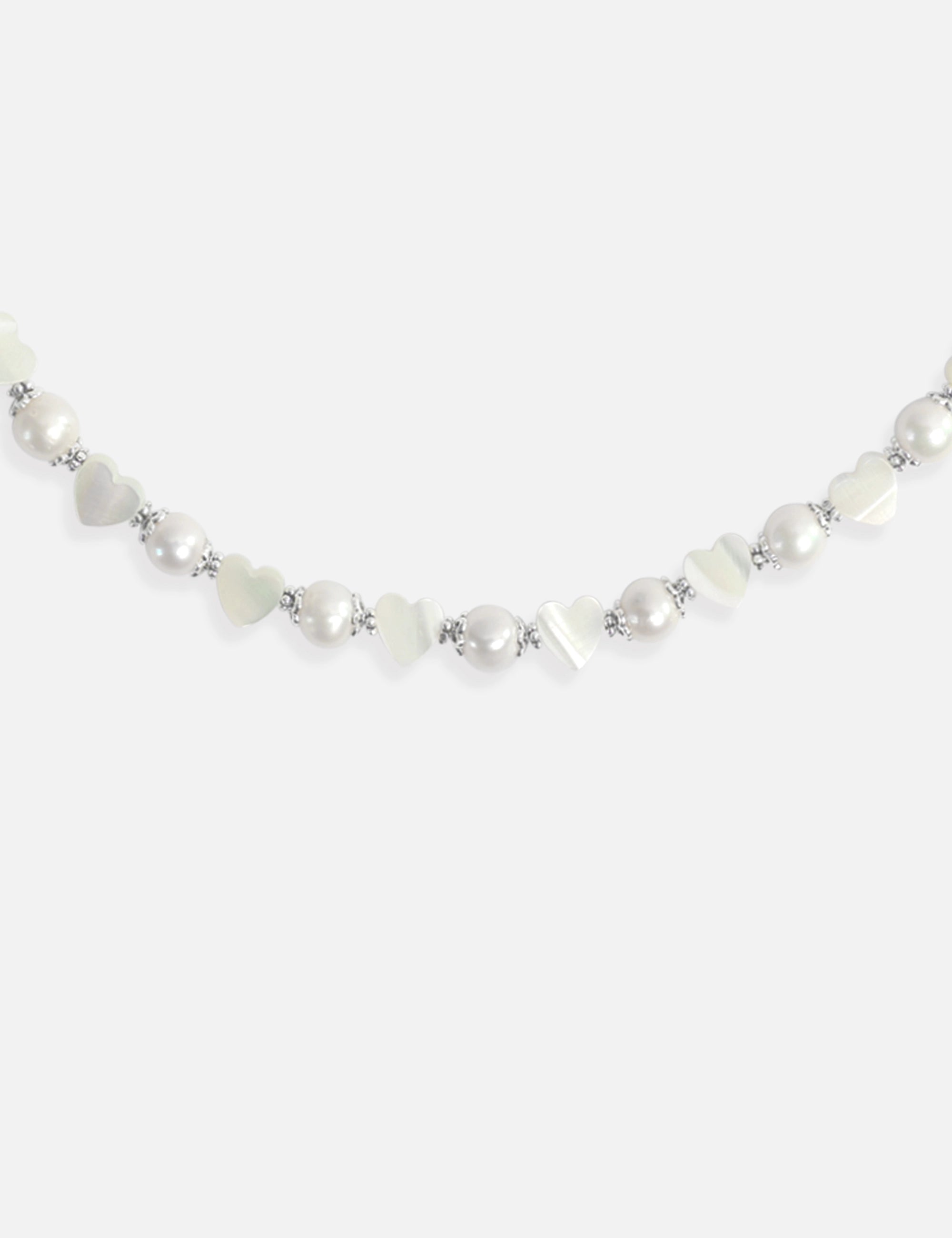 Collier perles de culture blanches cœurs