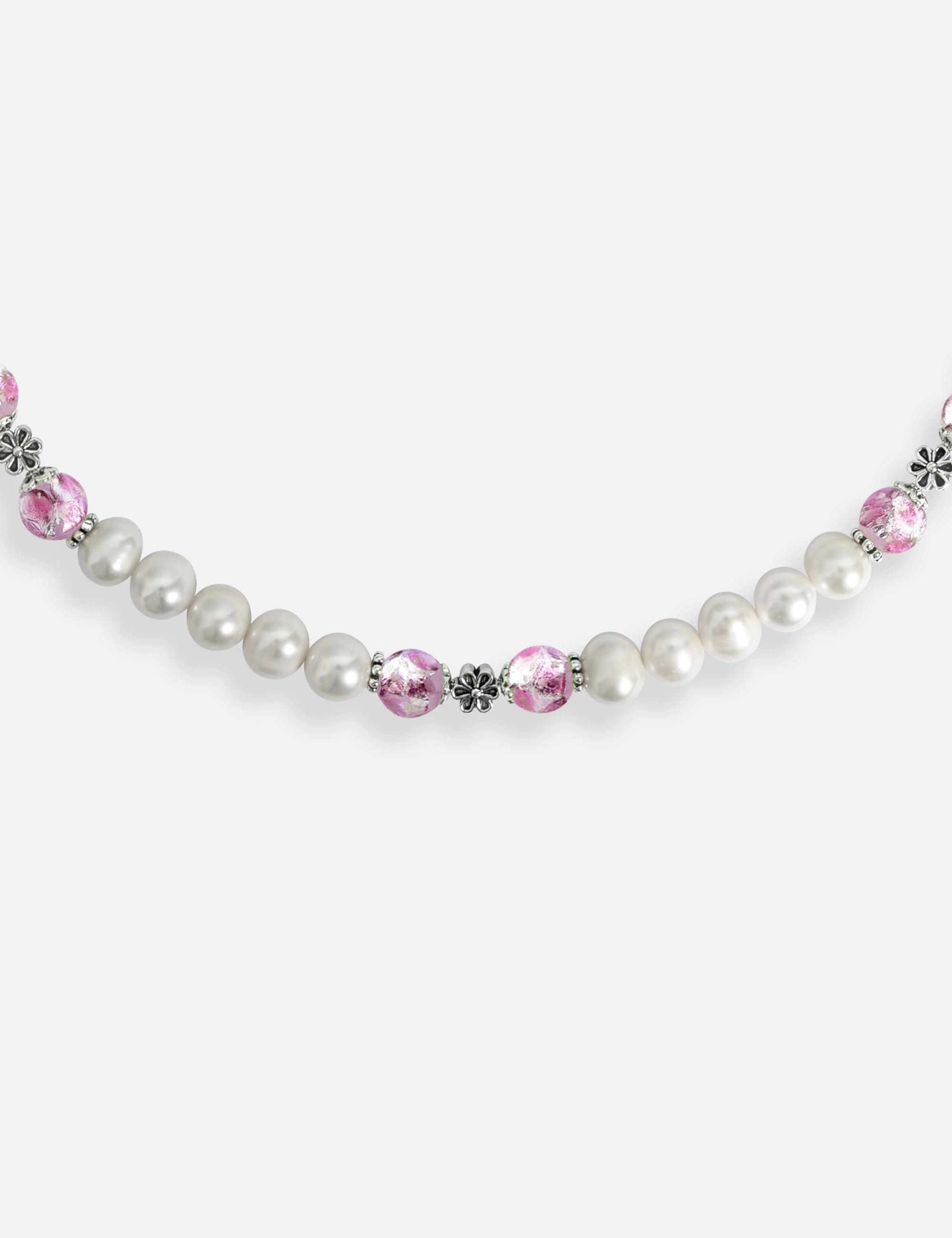 Collier perles culture rose phosphorescent