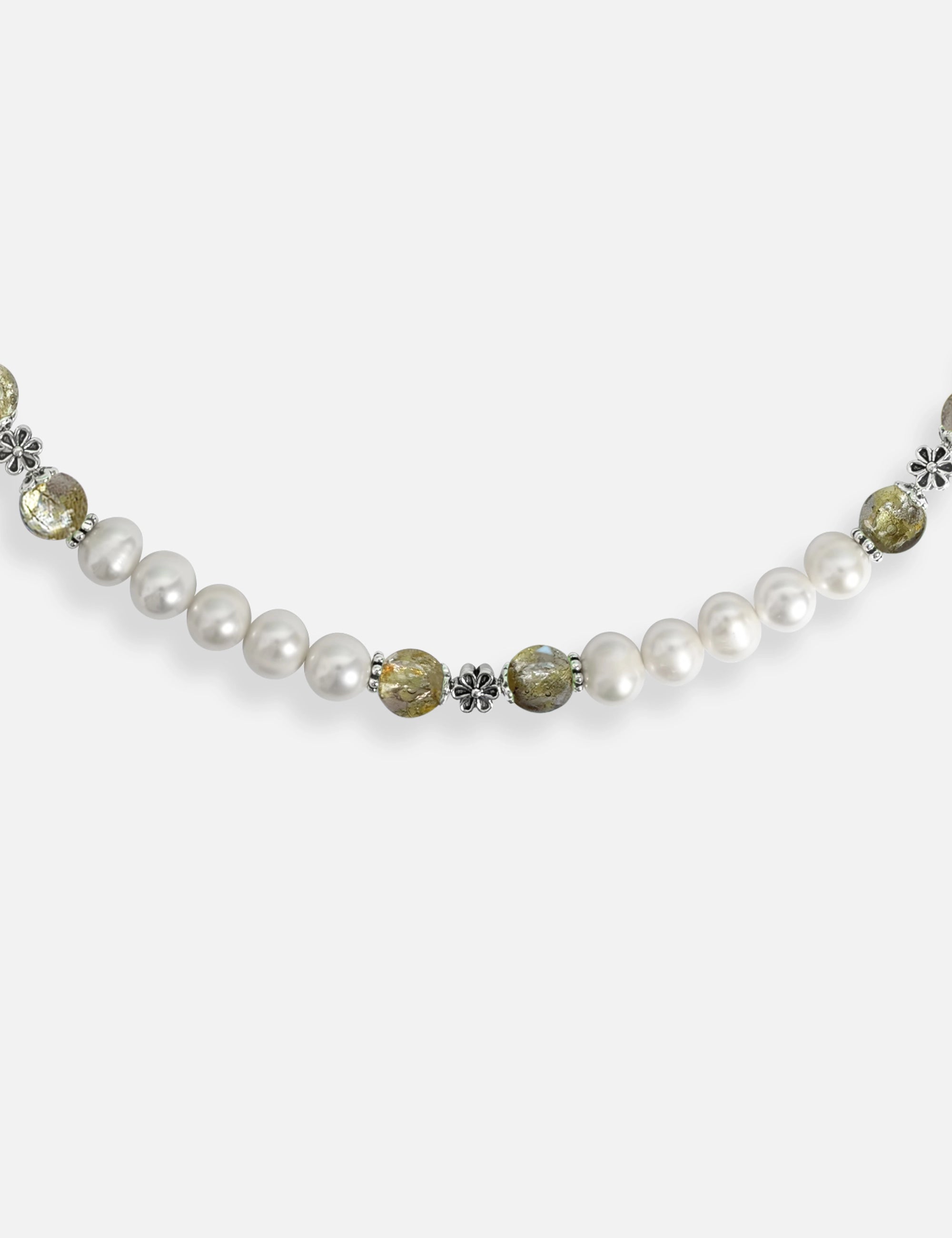 Collier perles culture kaki phosphorescent