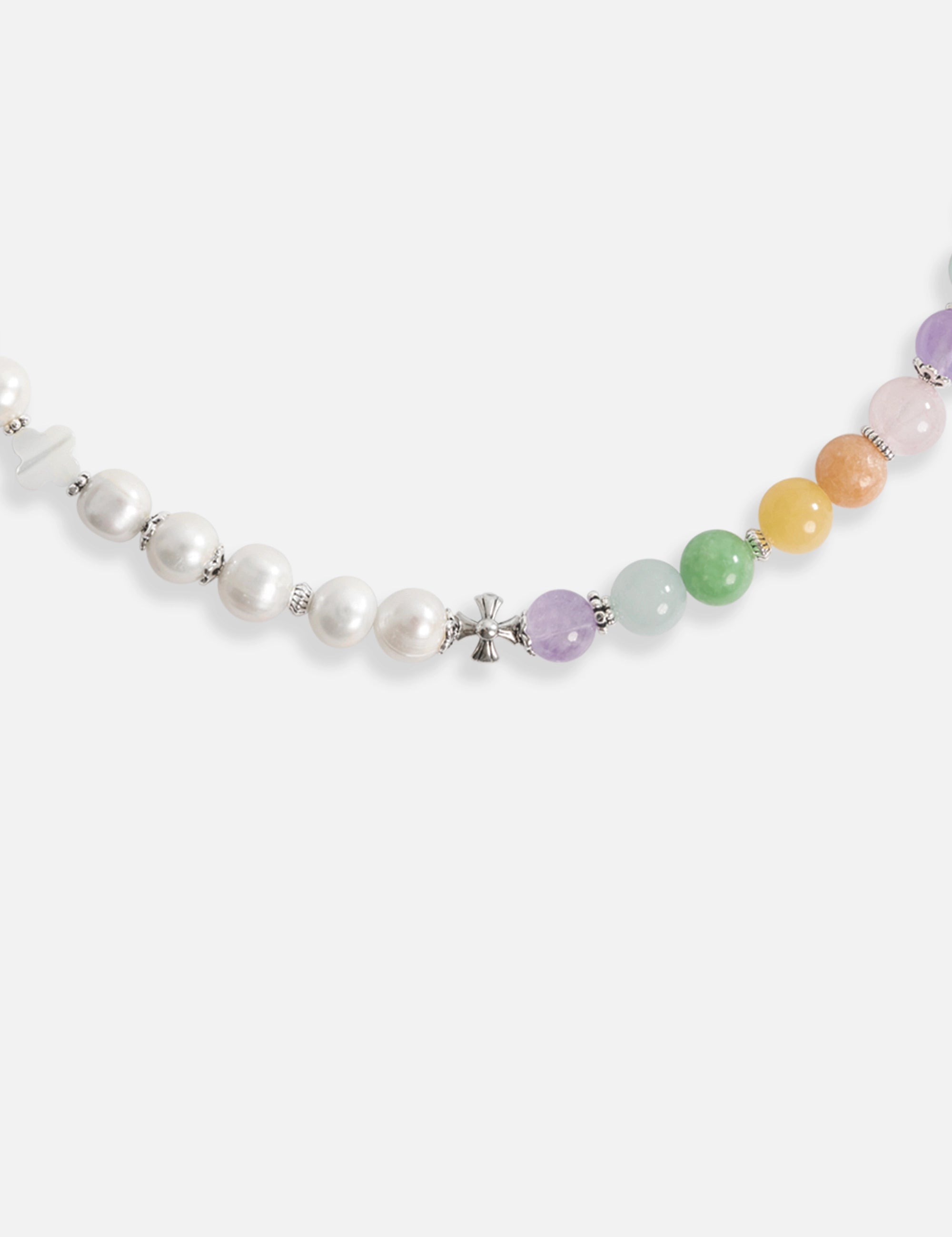 Collier perles de culture pierres multicolores
