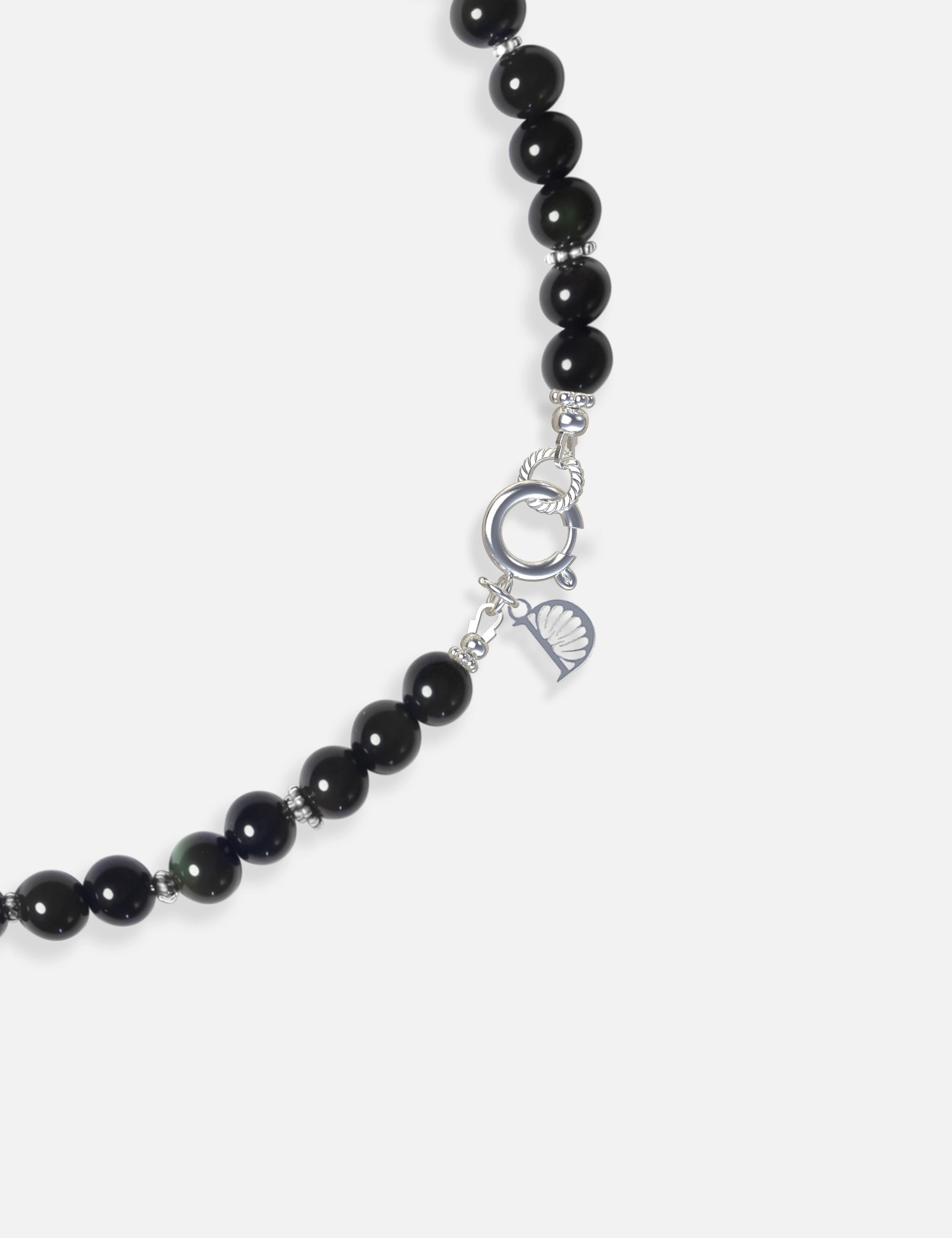 Collier perles noires obsidienne