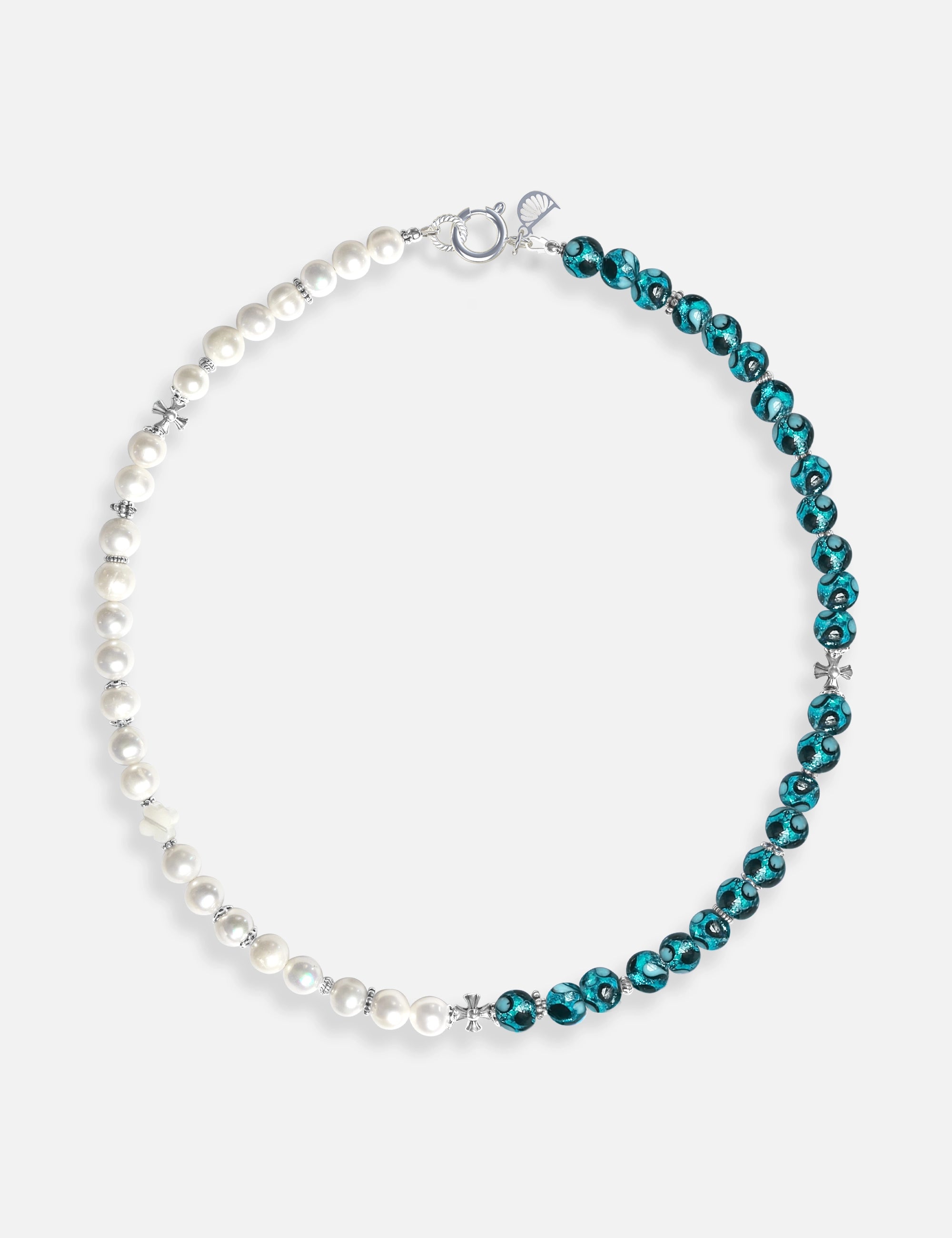 collier perles culture bleu phosphorescent