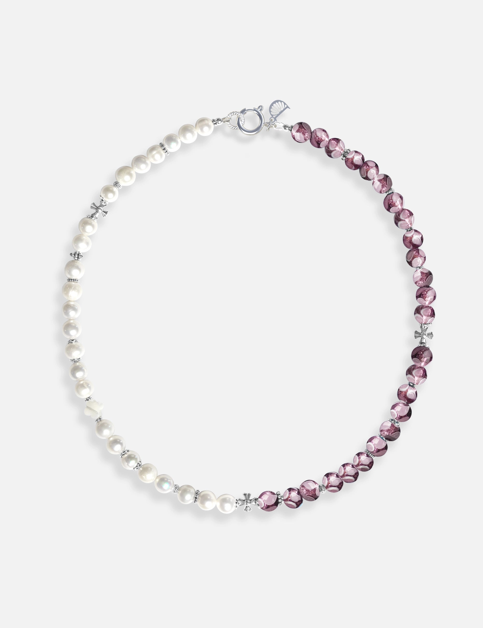 collier perles culture violet phosphorescent