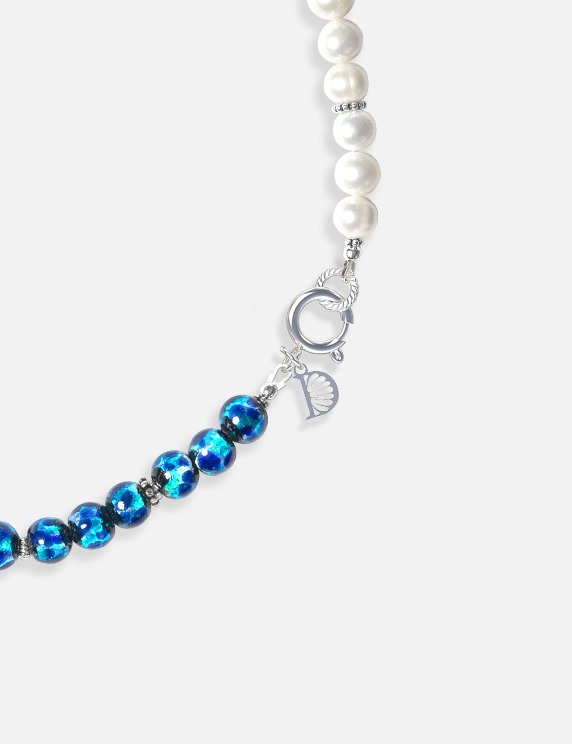 Collier perles de culture phosphorescent bleu