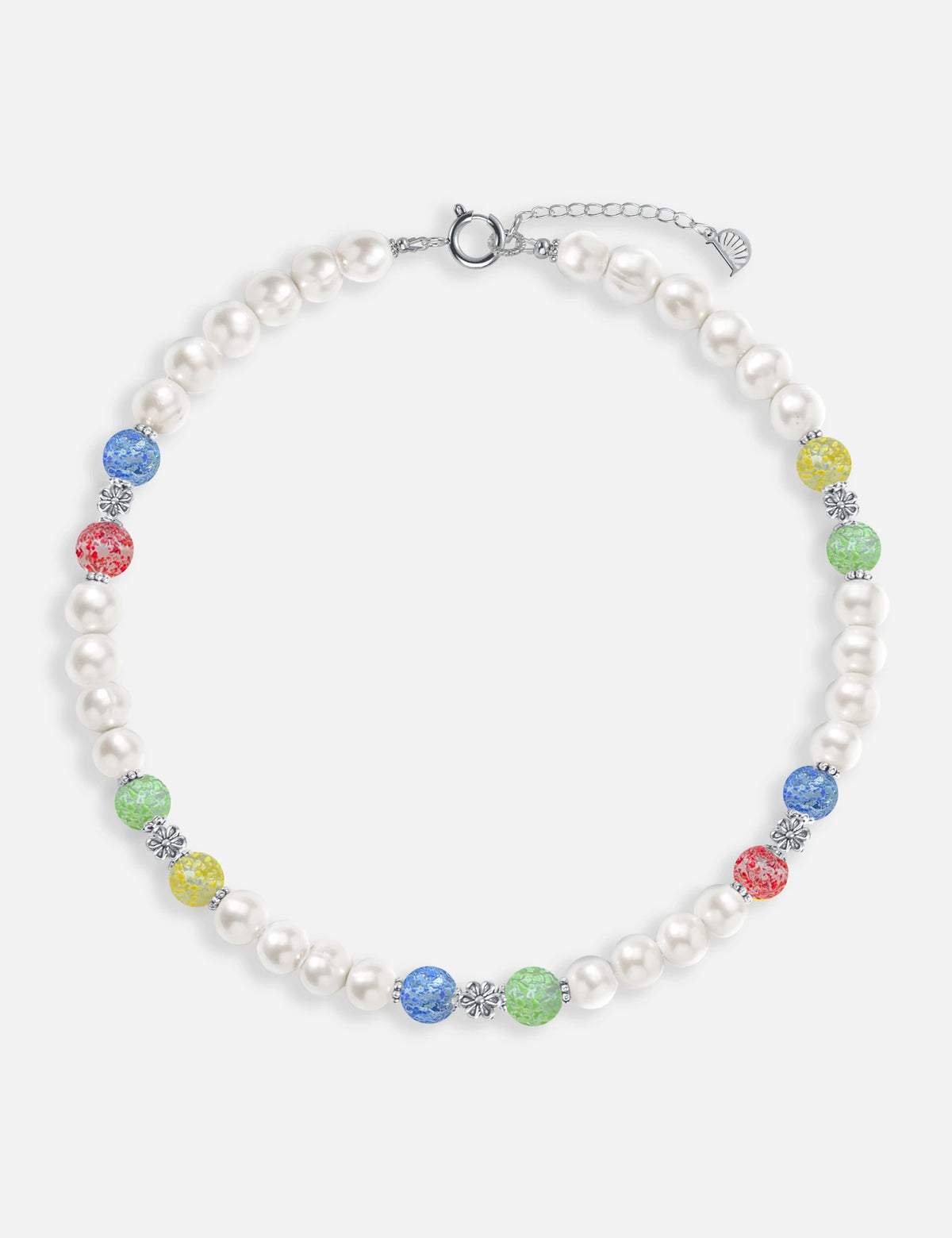 JIMMY necklace, freshwater pearls and speckled marbles, KIDZ collection