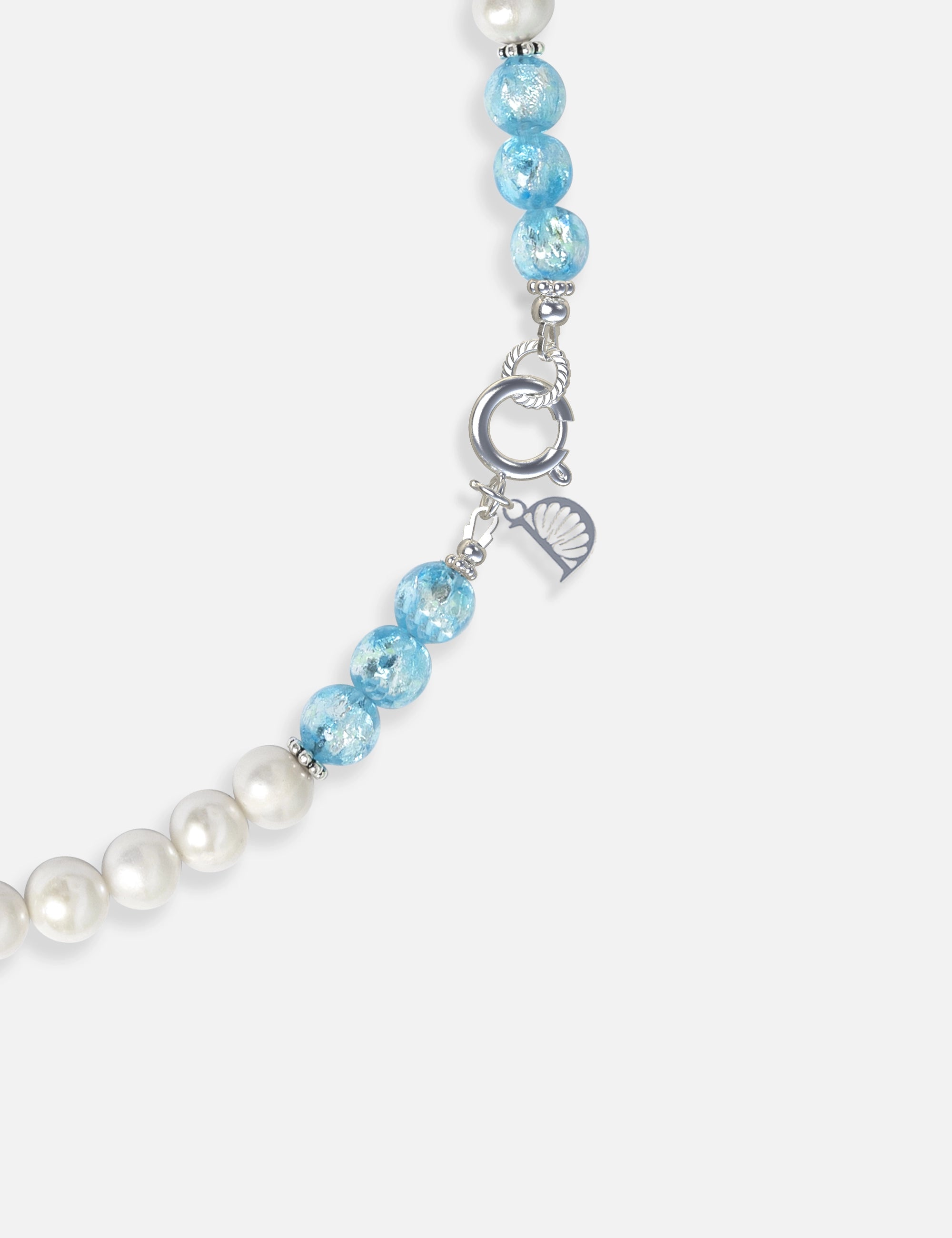Collier perles de culture phosphorescent bleu