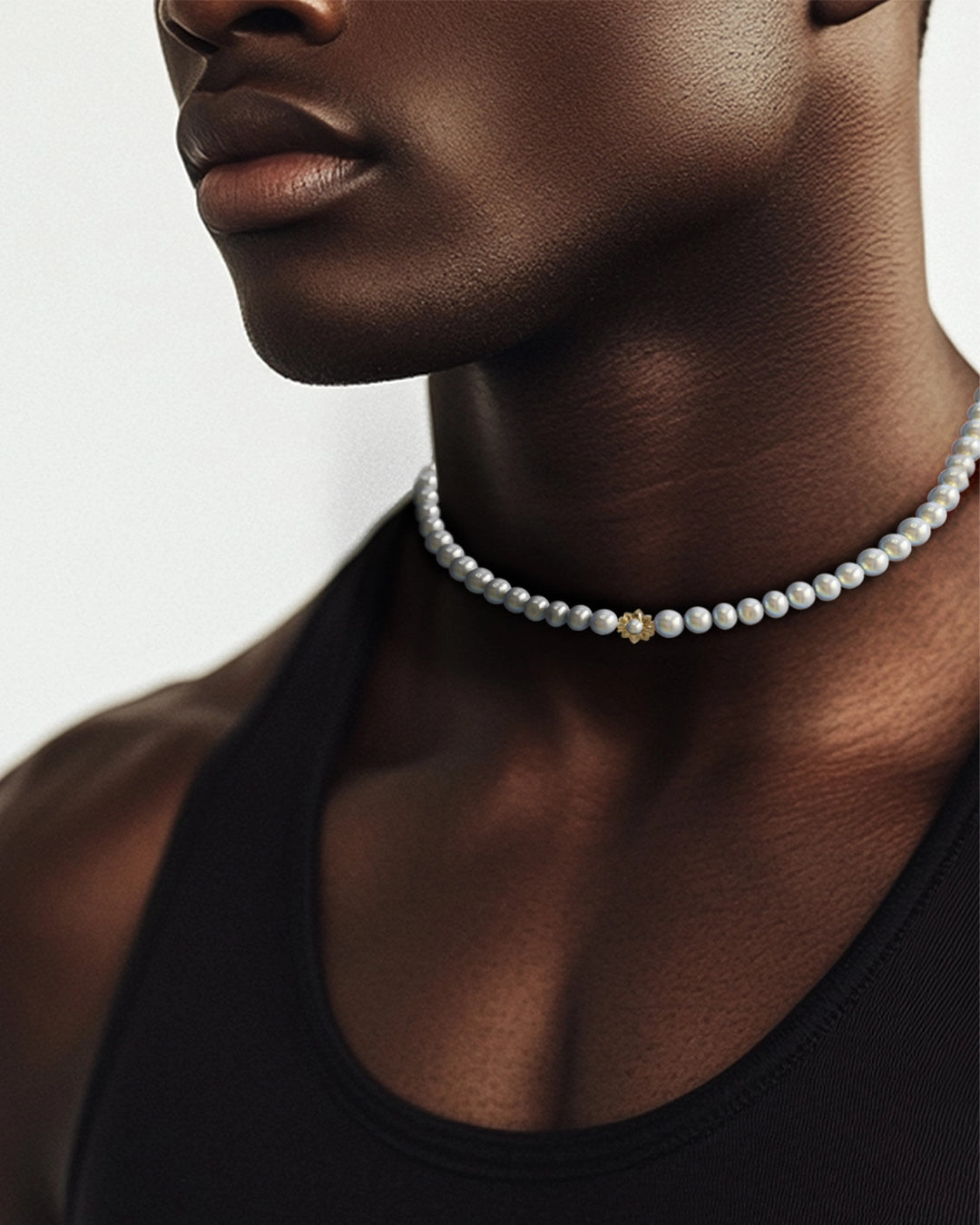 collier perles de culture fleurs