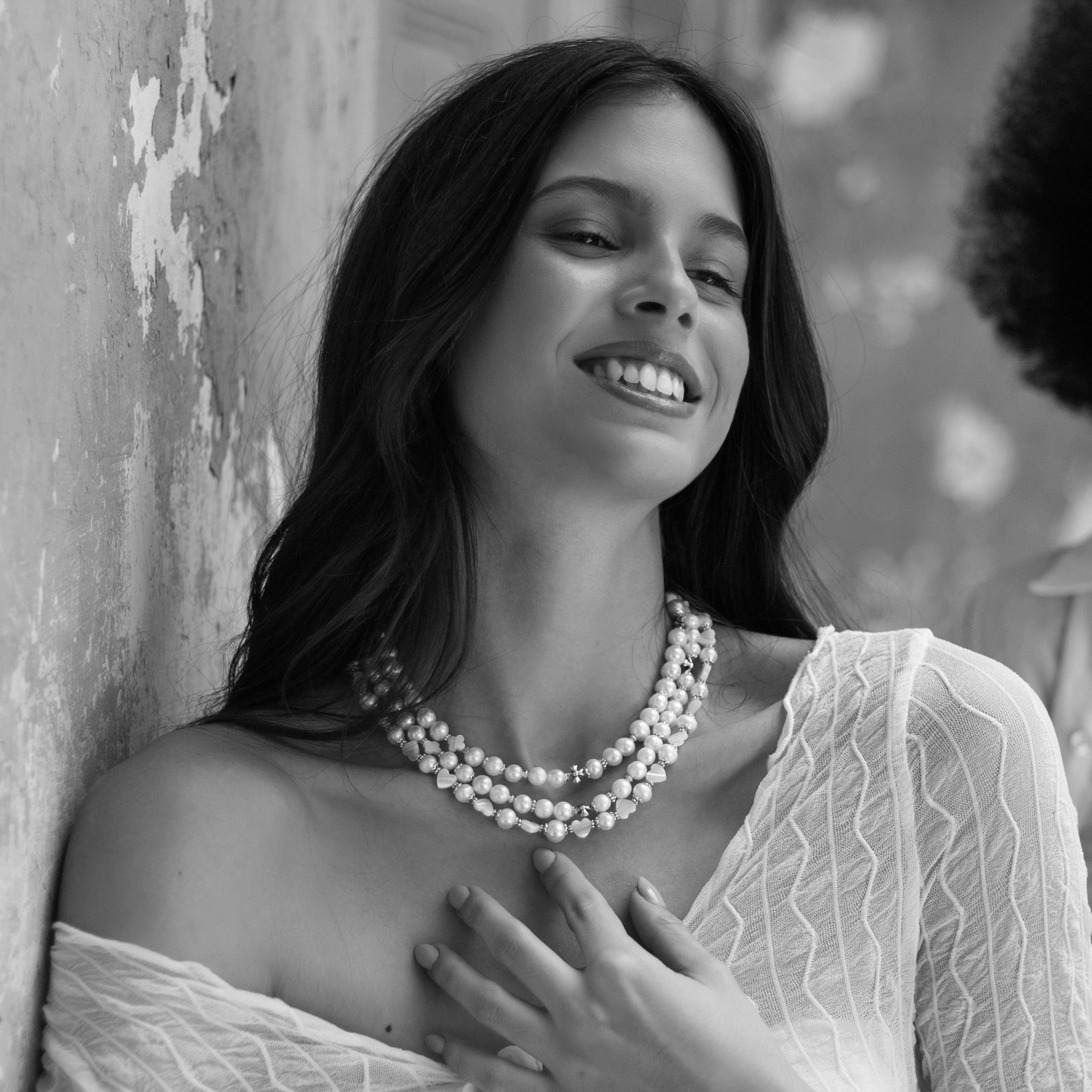 Colliers de perles de culture blanches
