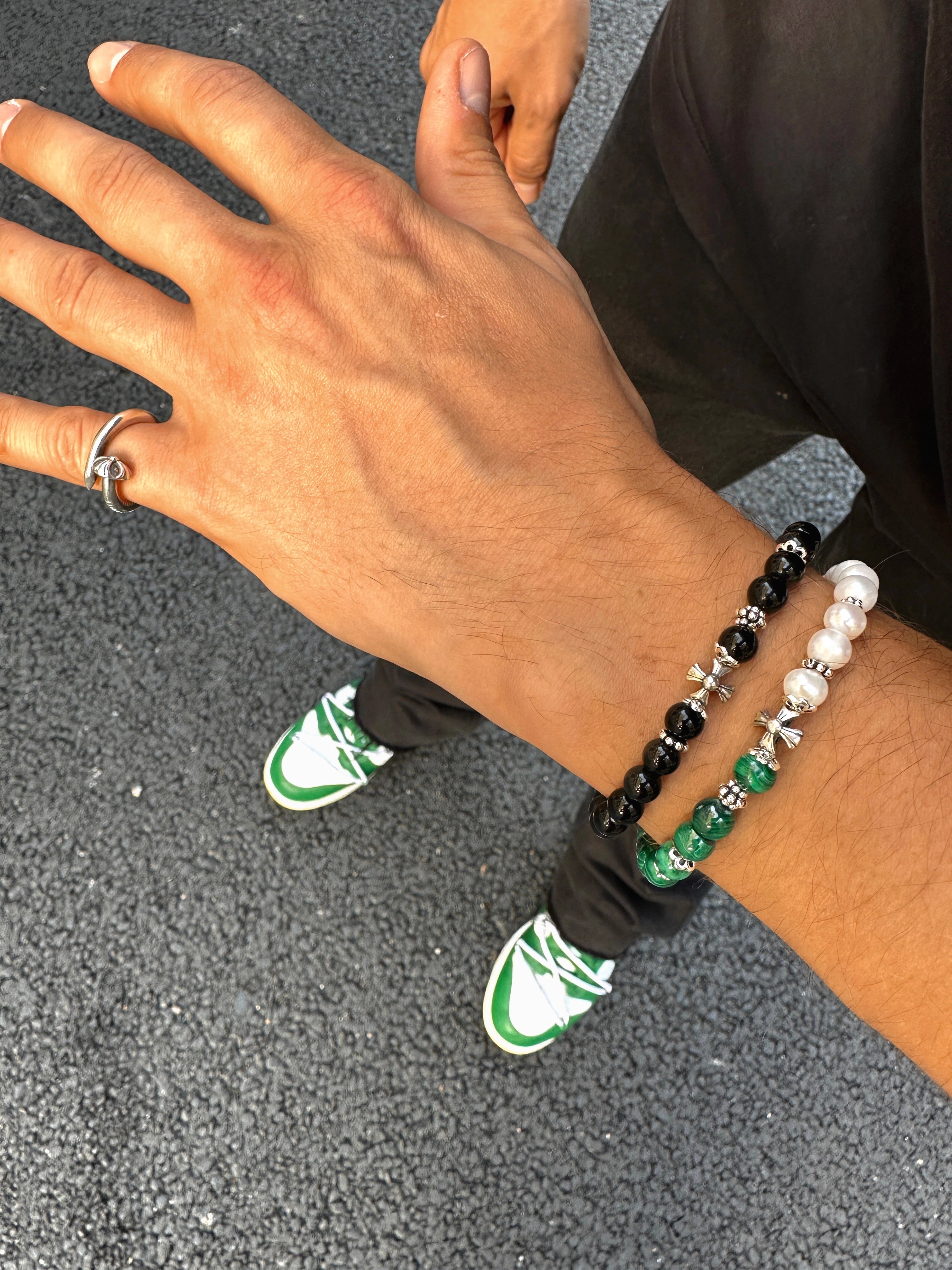 bracelet perles vertes malachite