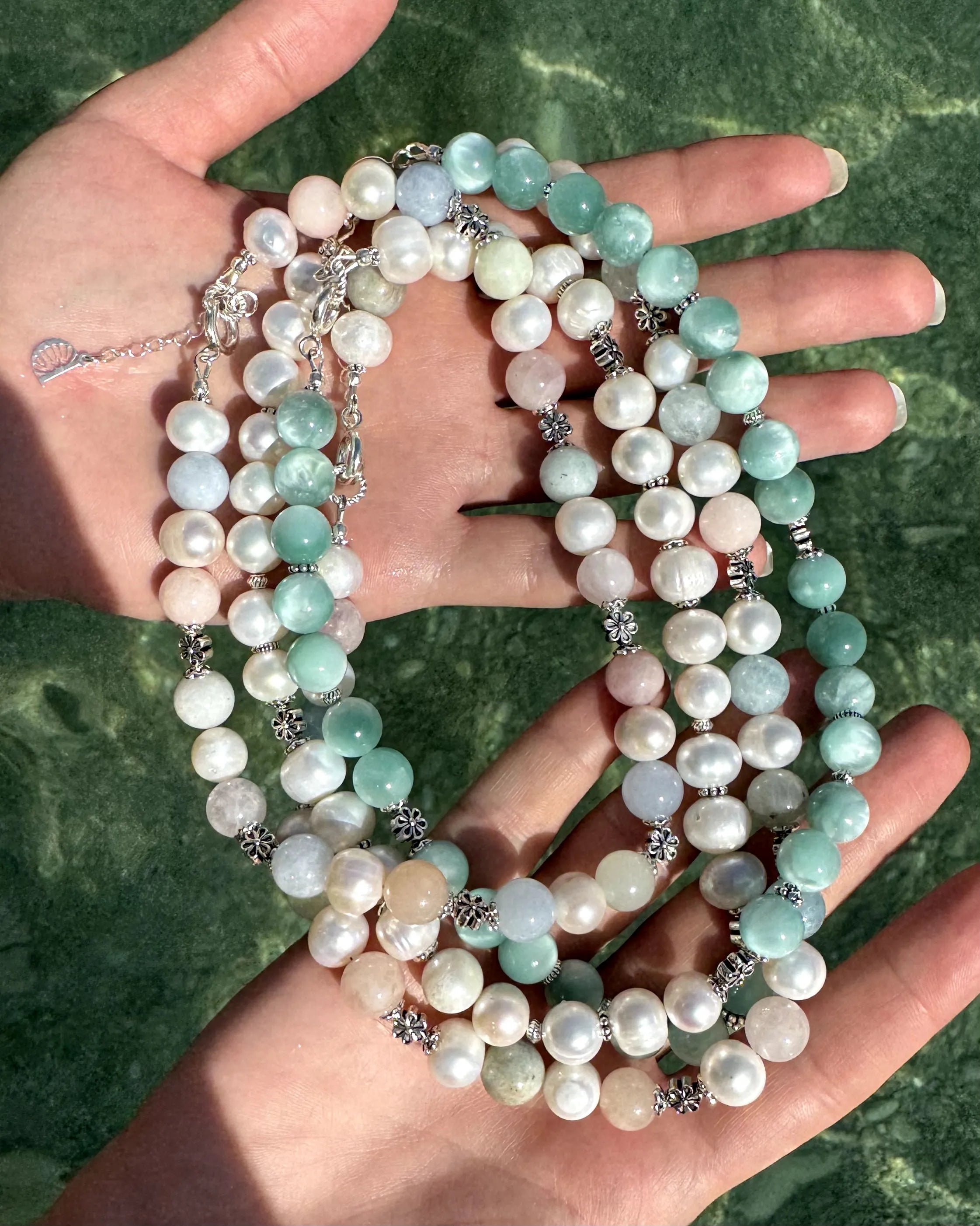 collier perles de culture pastel