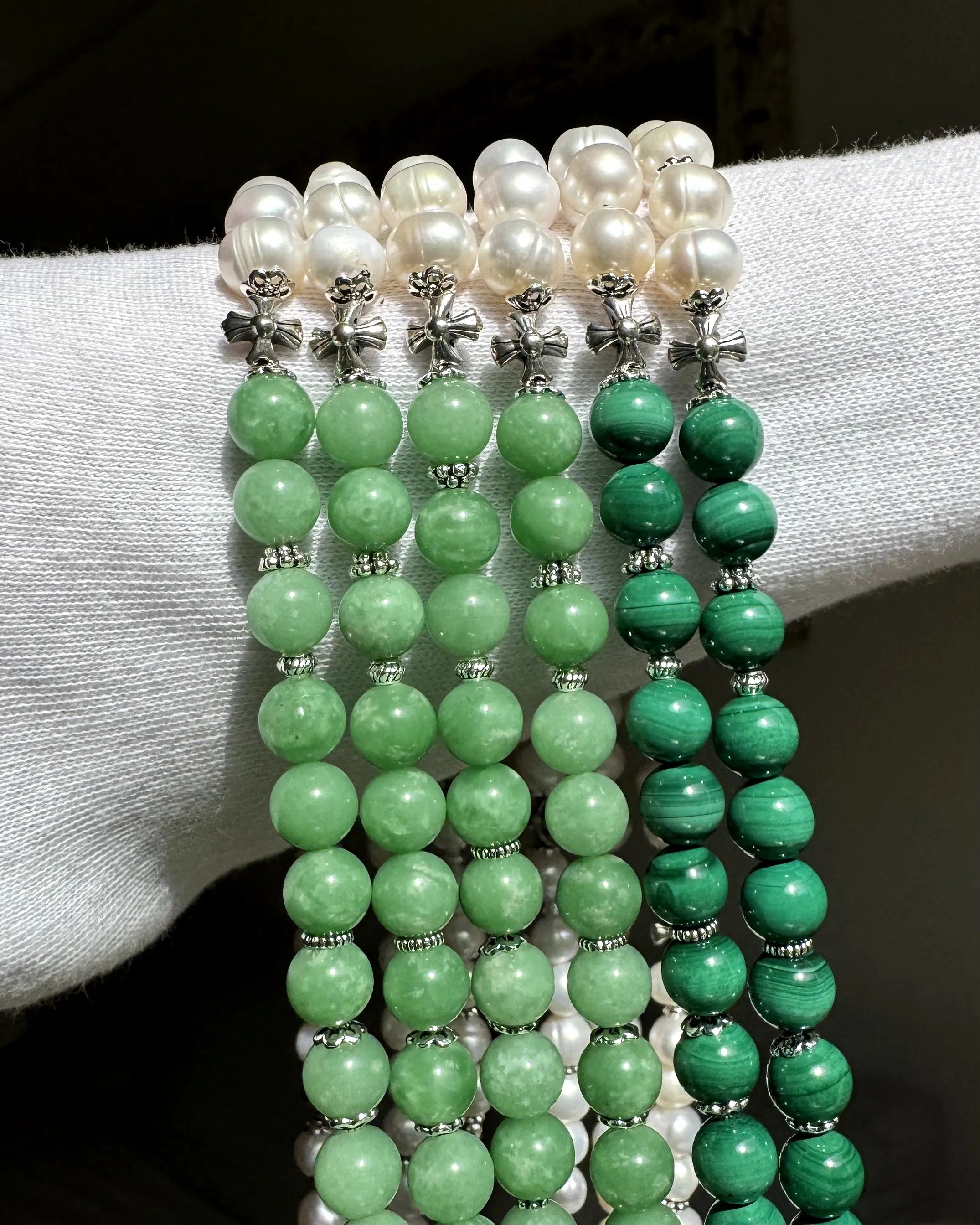 collier perles de culture vert
