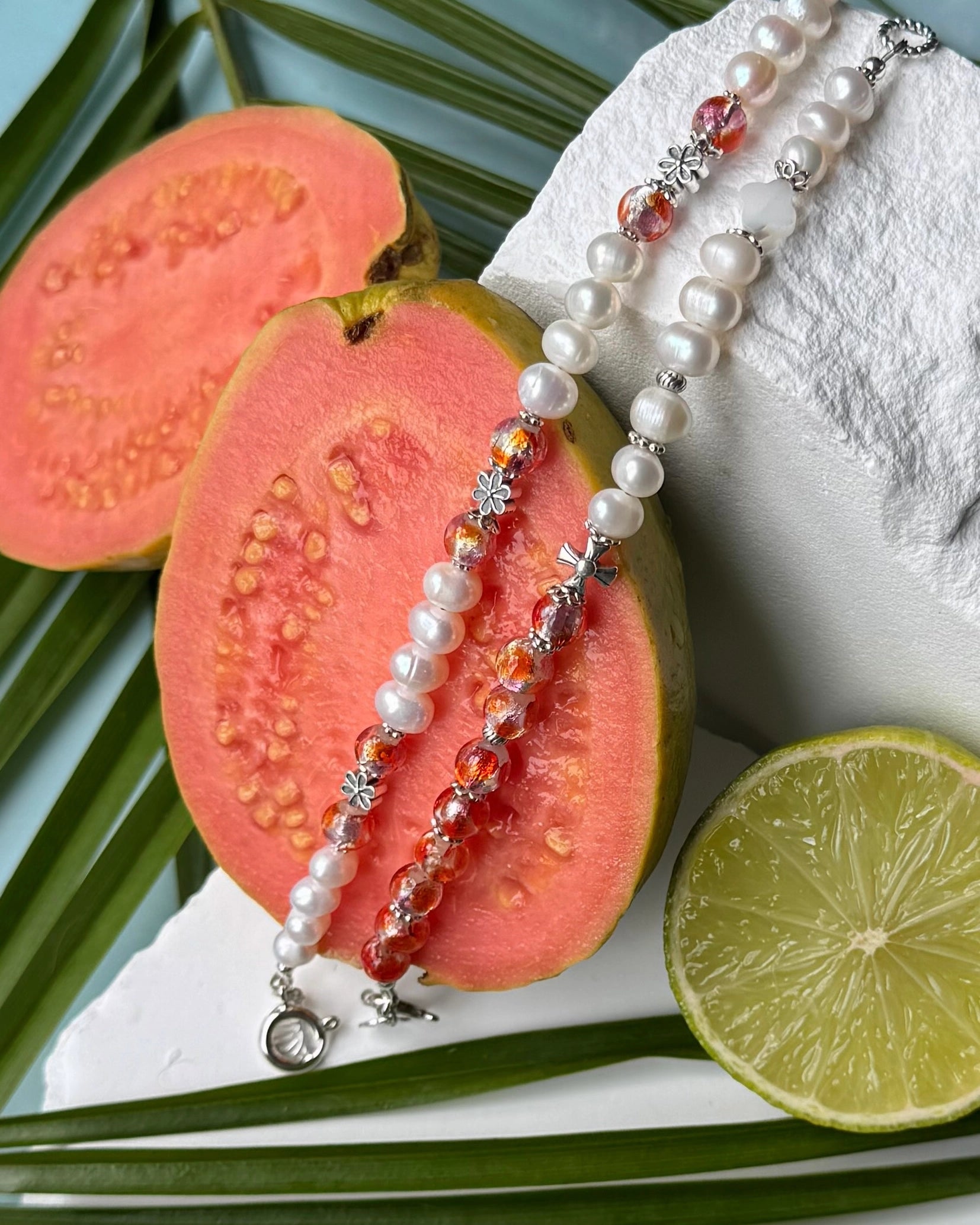 Bracelet perles culture corail phosphorescent
