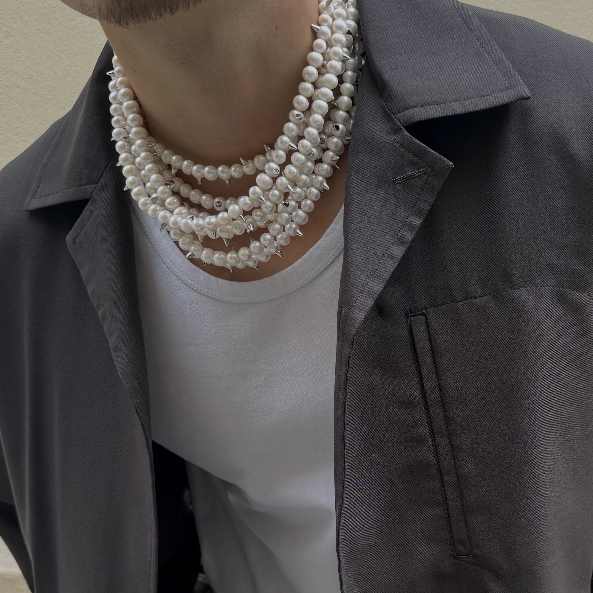 collier piques argent