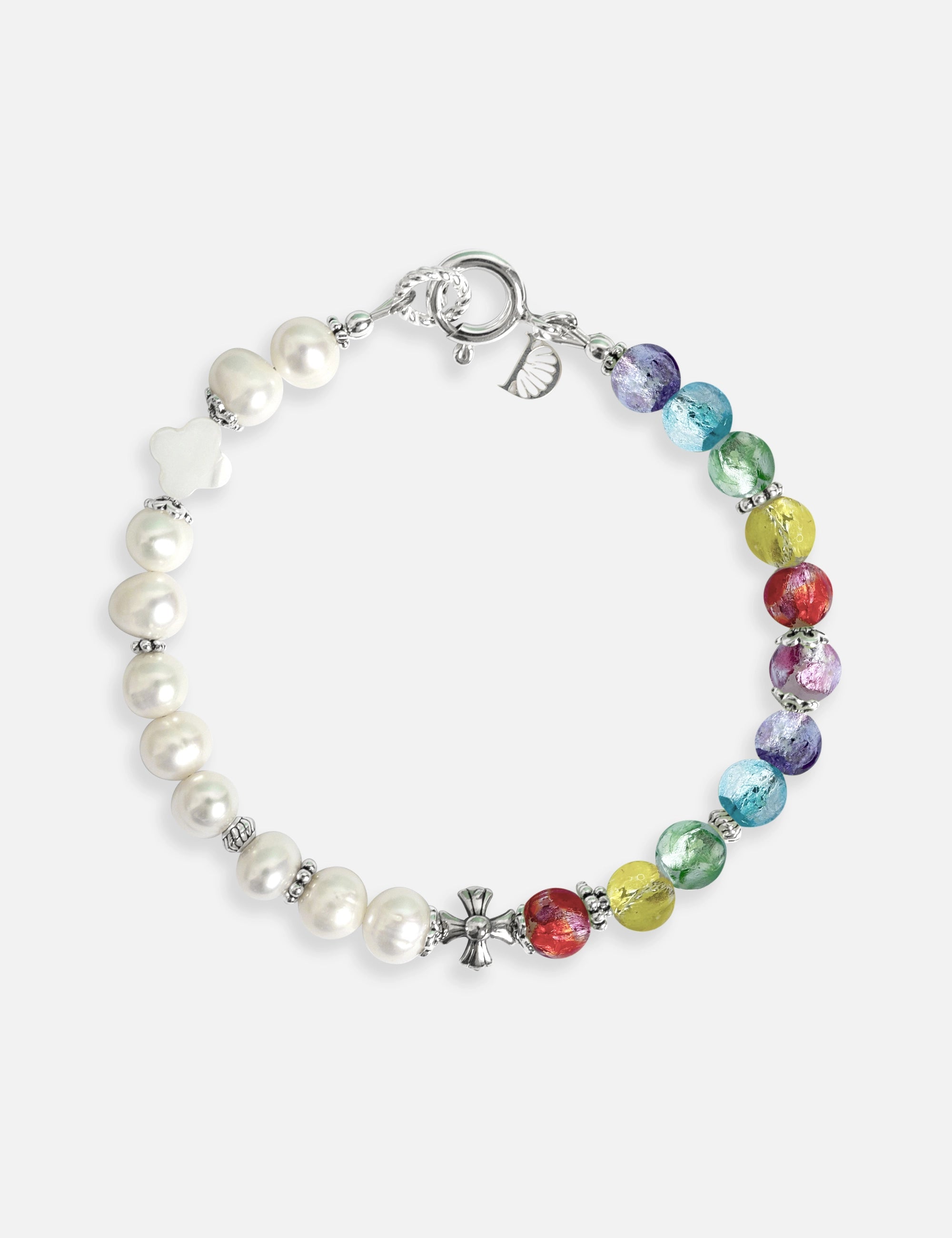 Bracelet perles de culture multicolore phosphorescent