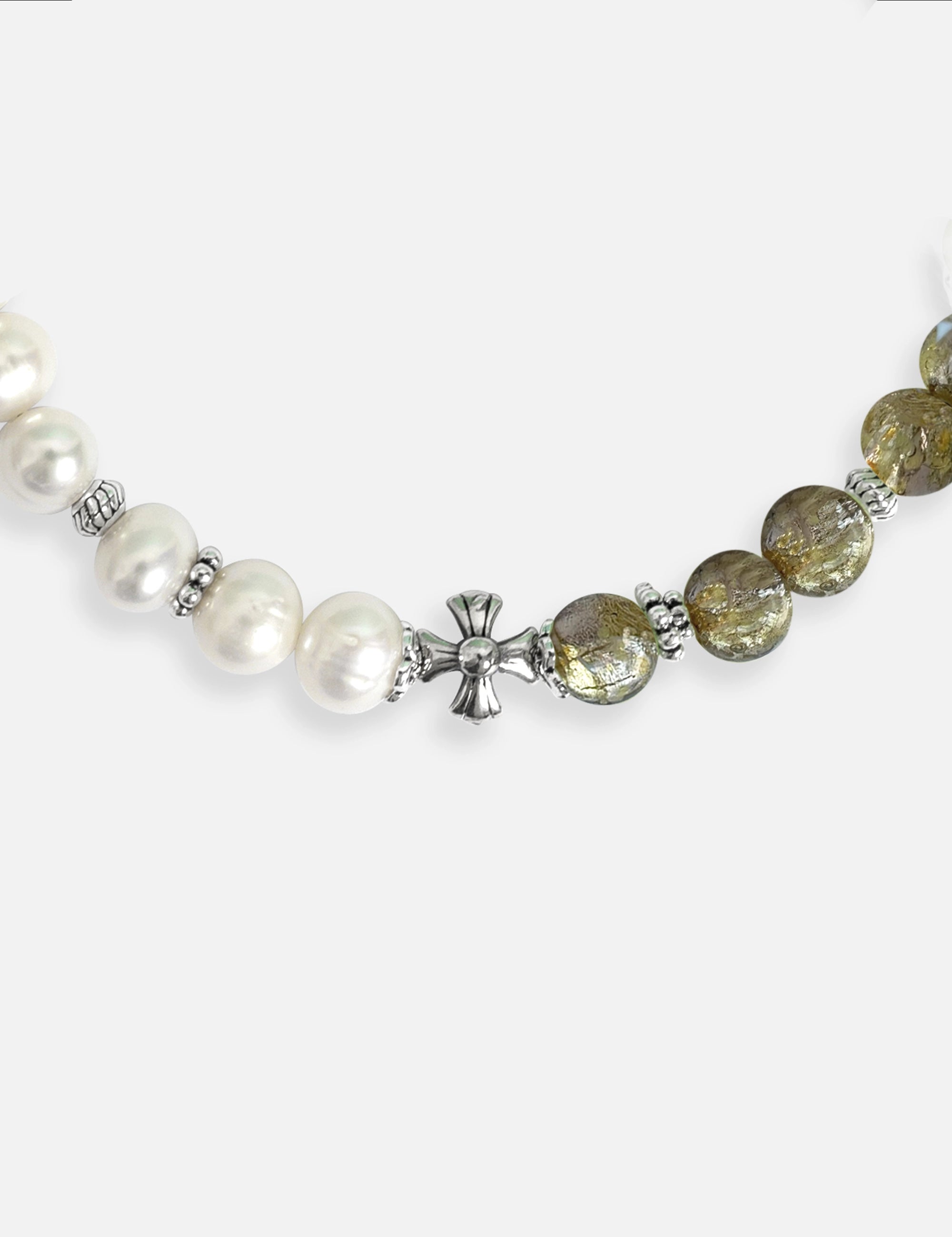 Bracelet perles de culture kaki phosphorescent