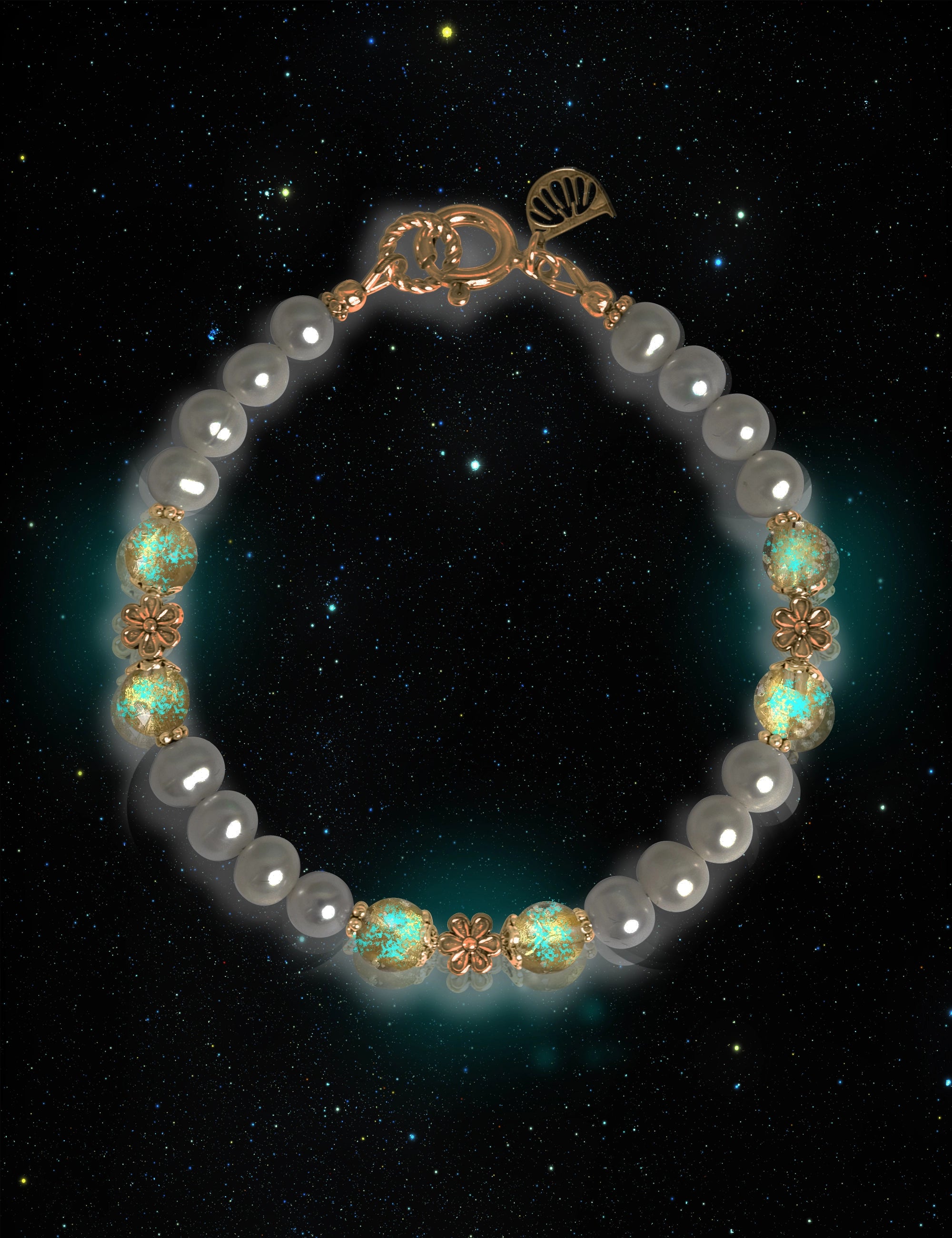 bracelet perles de culture phosphorescent