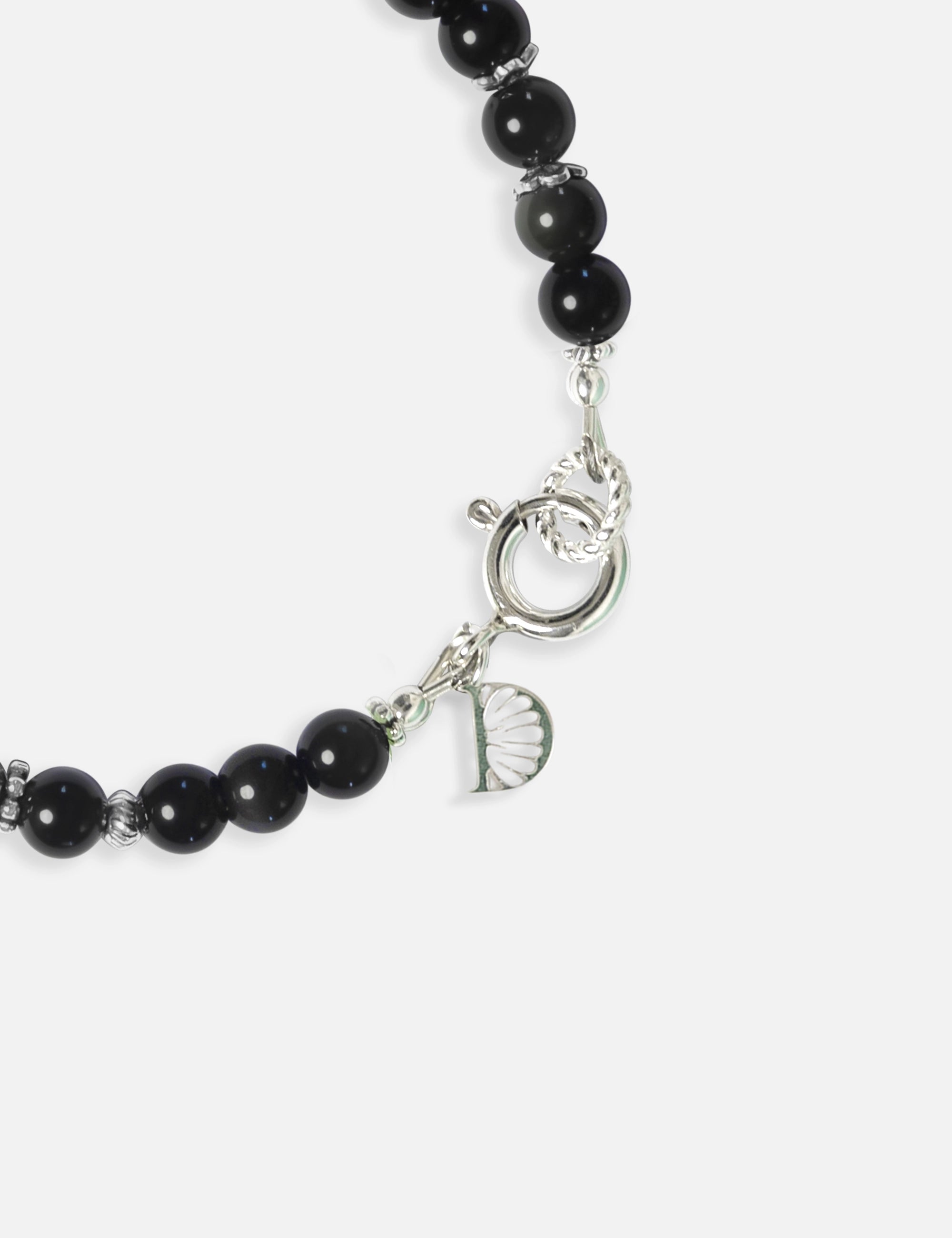Bracelet perles noires obsidienne