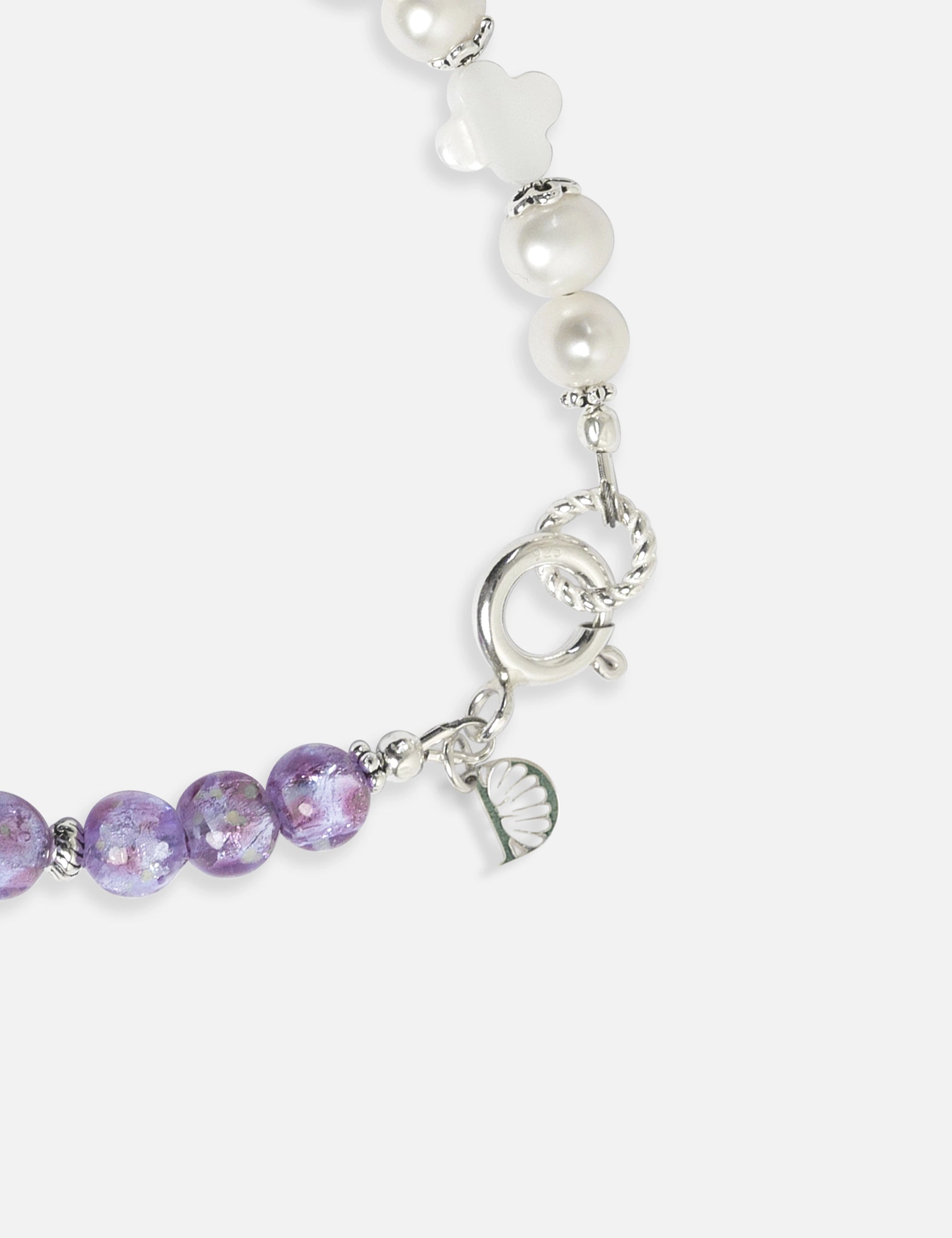 Bracelet perles de culture phosphorescent violet