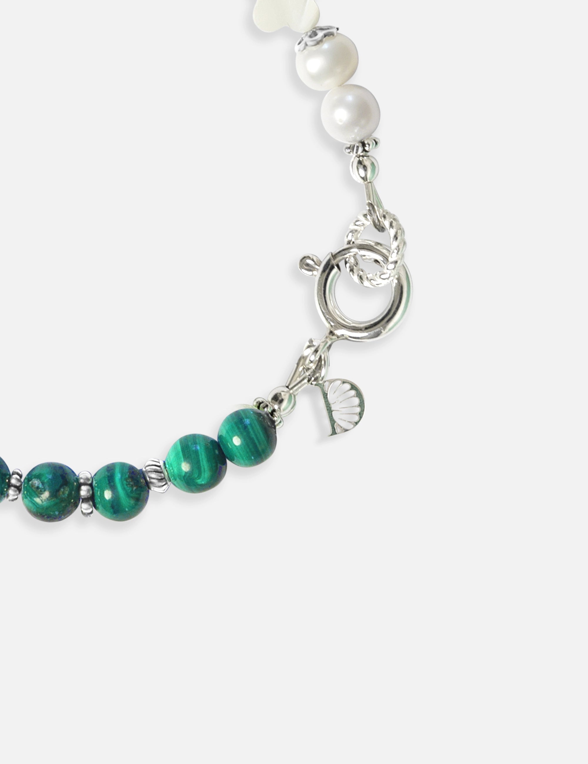 Bracelet perles de culture vert malachite