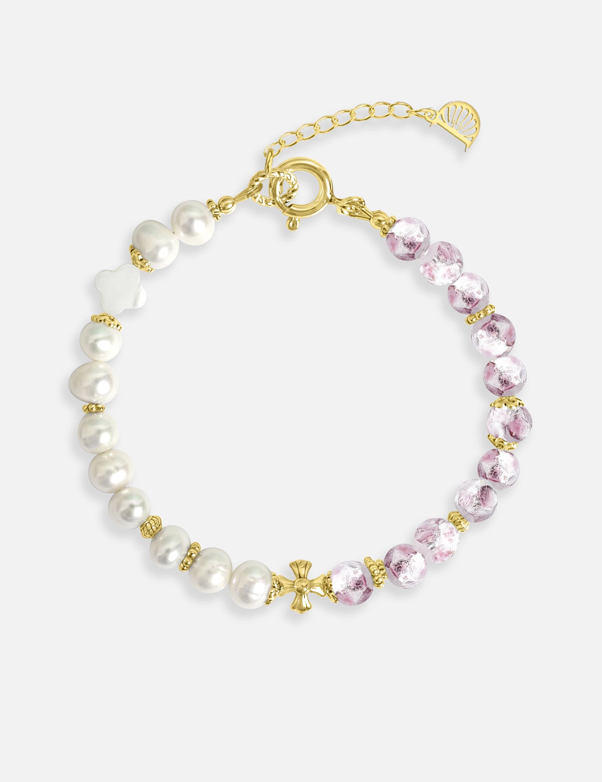 bracelet perles culture phosphorescent rose