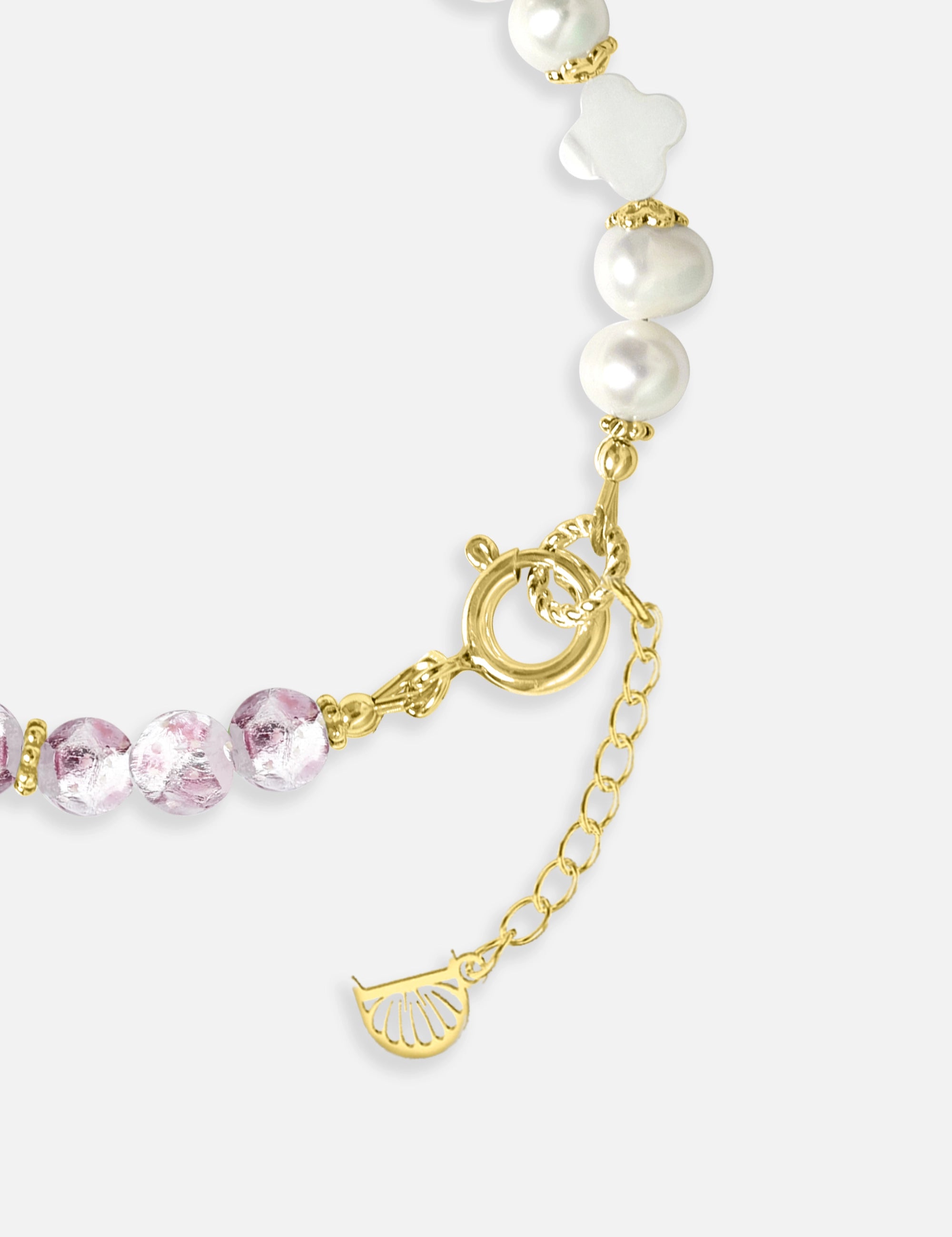 bracelet perles culture phosphorescent rose