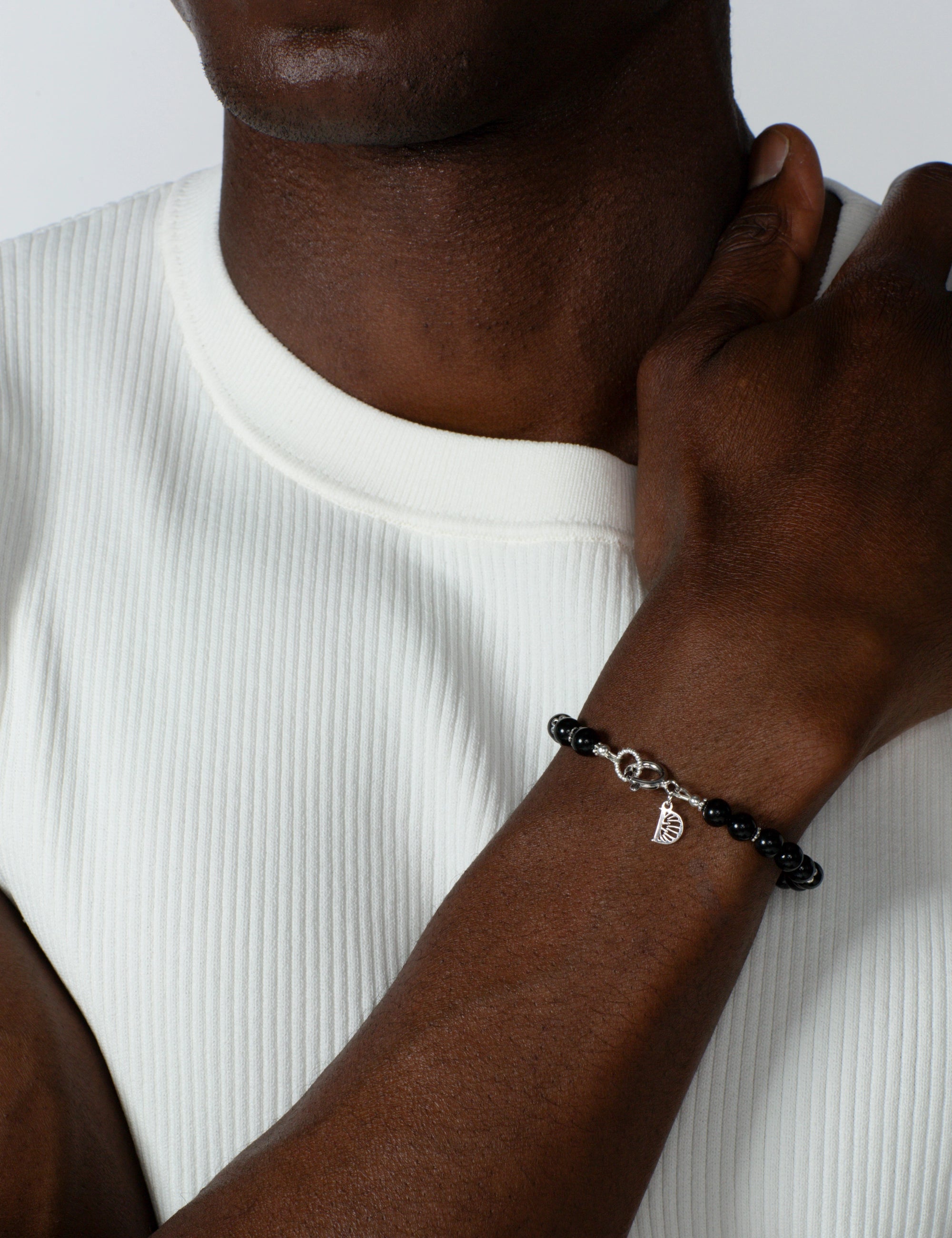 Bracelet perles noires argent 925