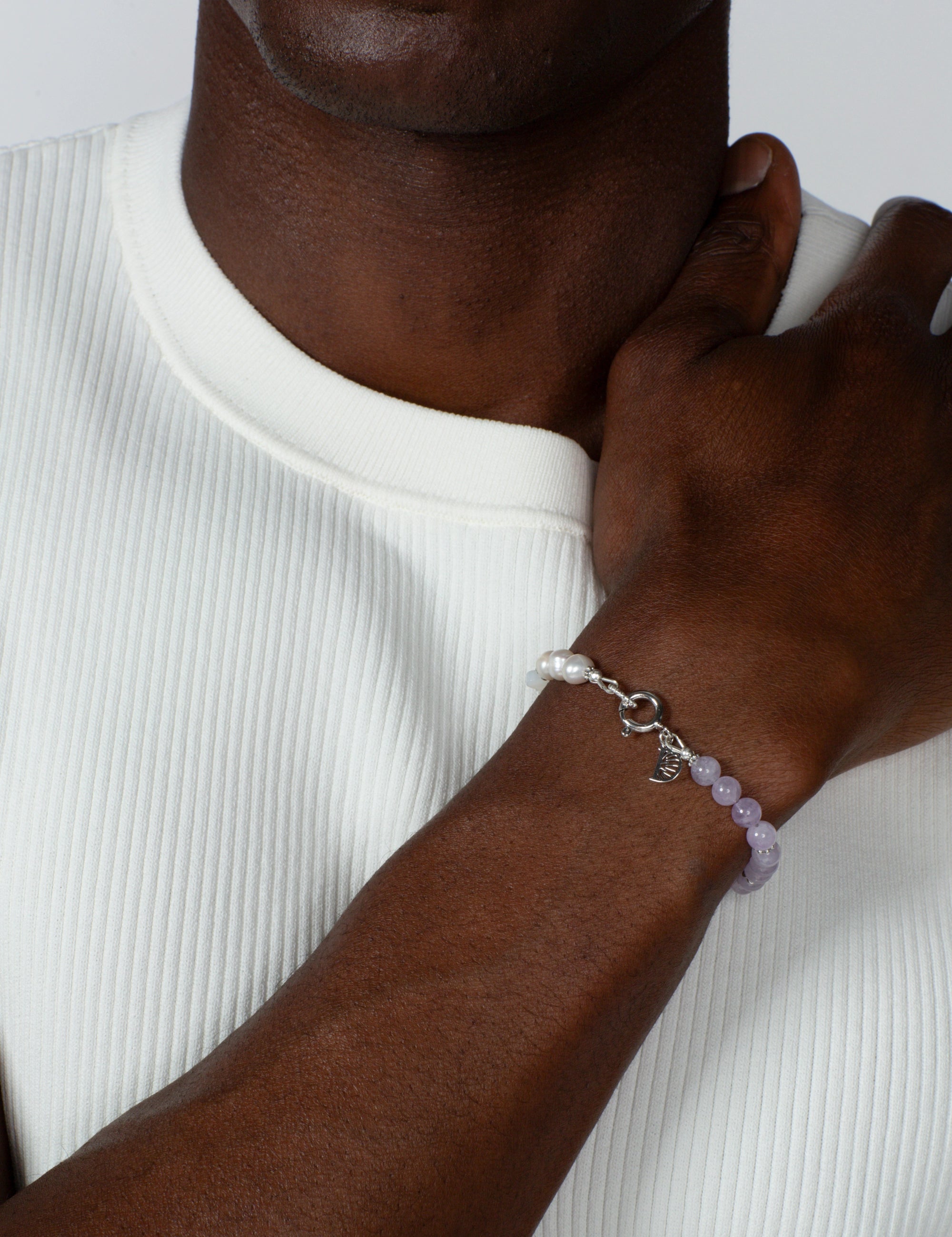 Bracelet perles de culture jade violet