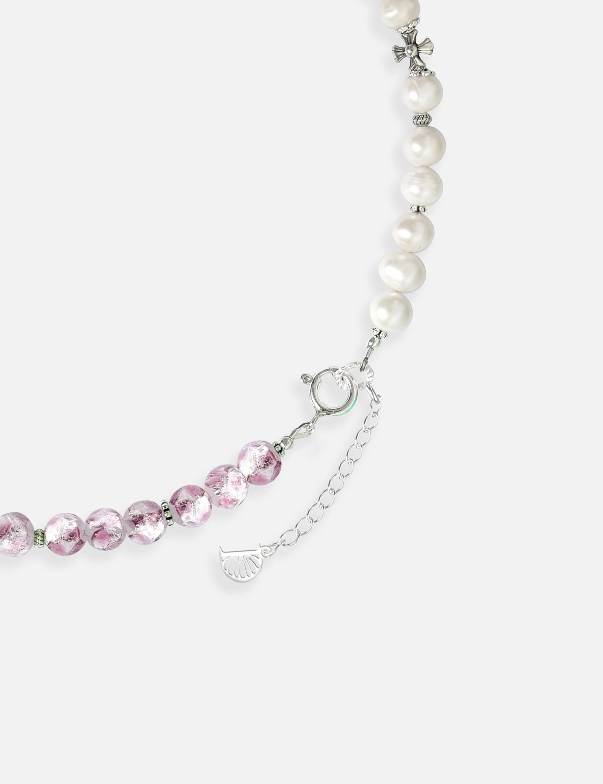 collier perles culture phosphorescent argent rose