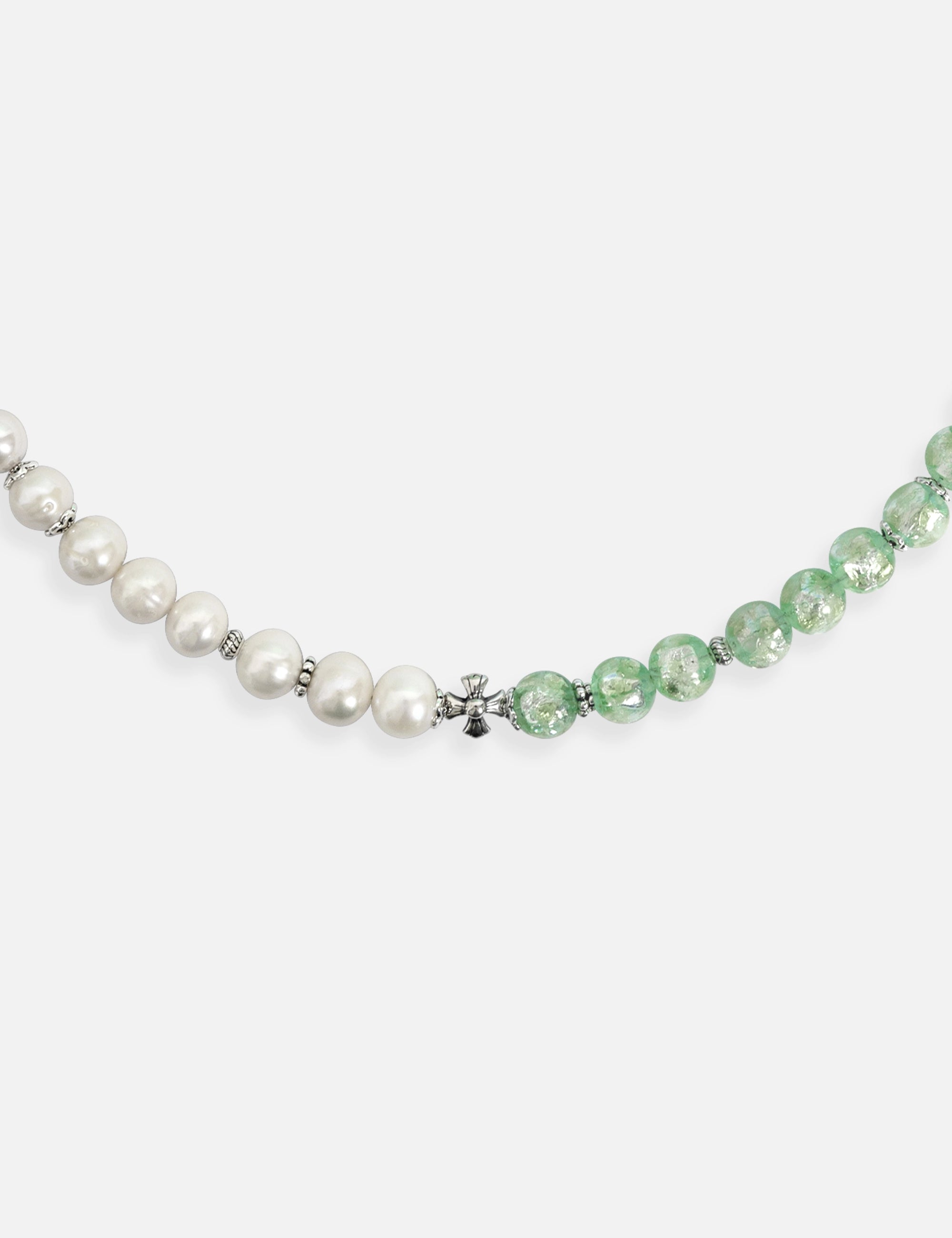 collier perles culture phosphorescent argent vert