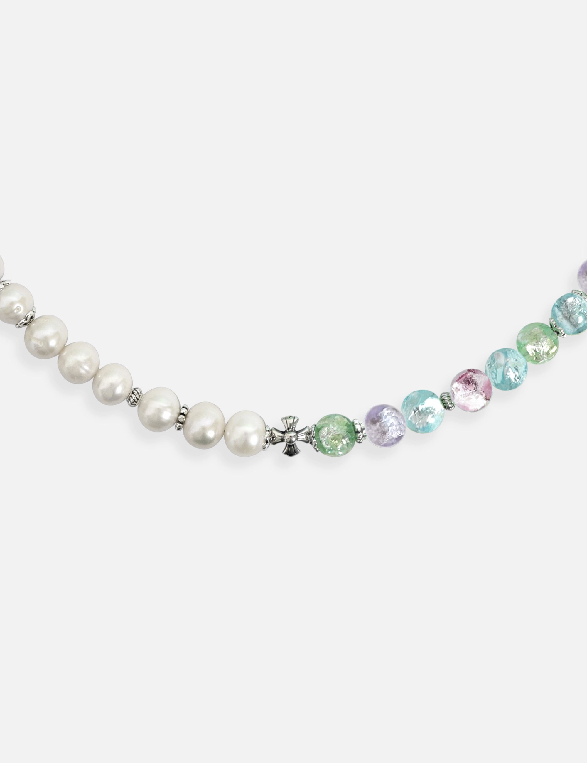collier perles culture phosphorescent argent multicolore