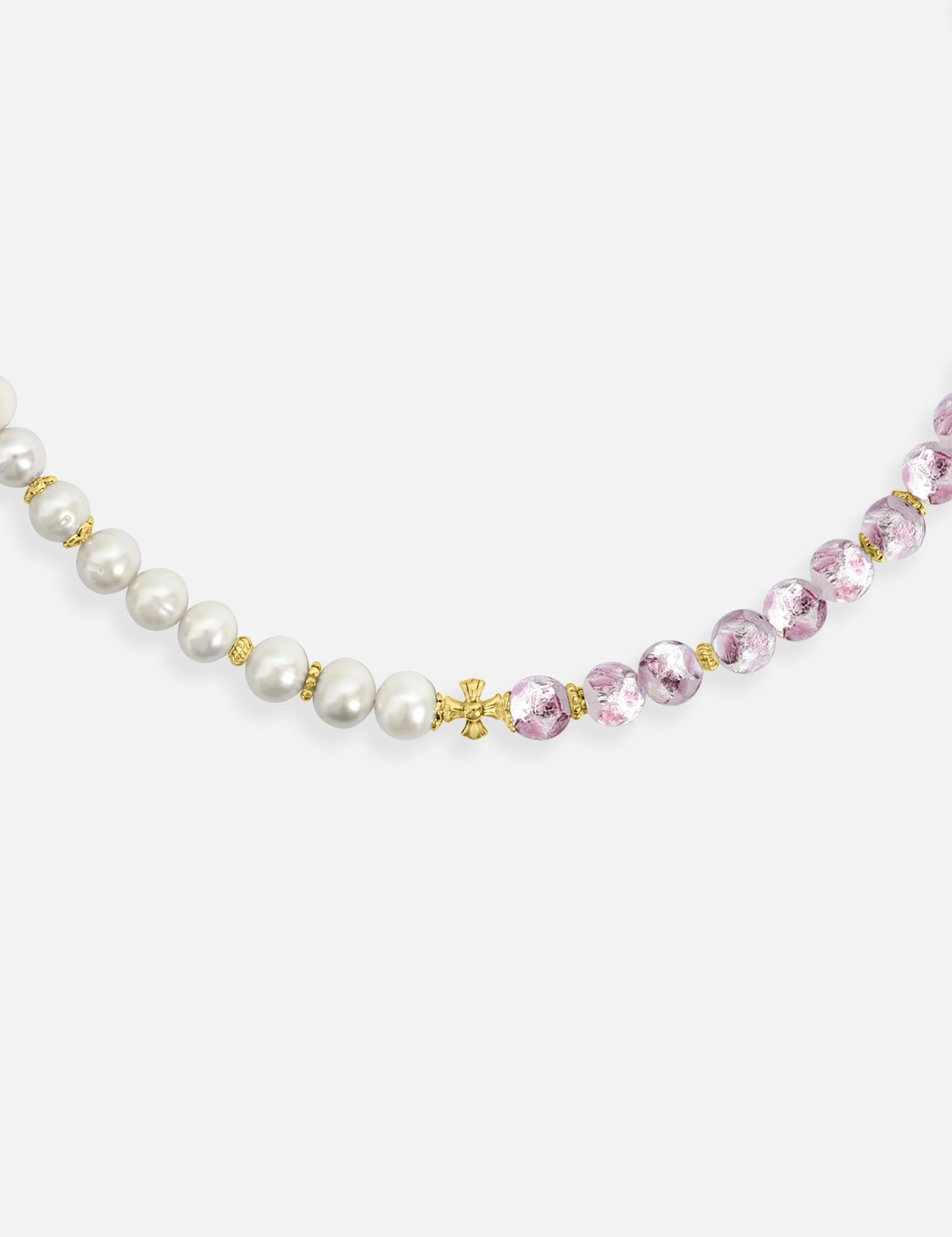 collier perles culture phosphorescent doré rose