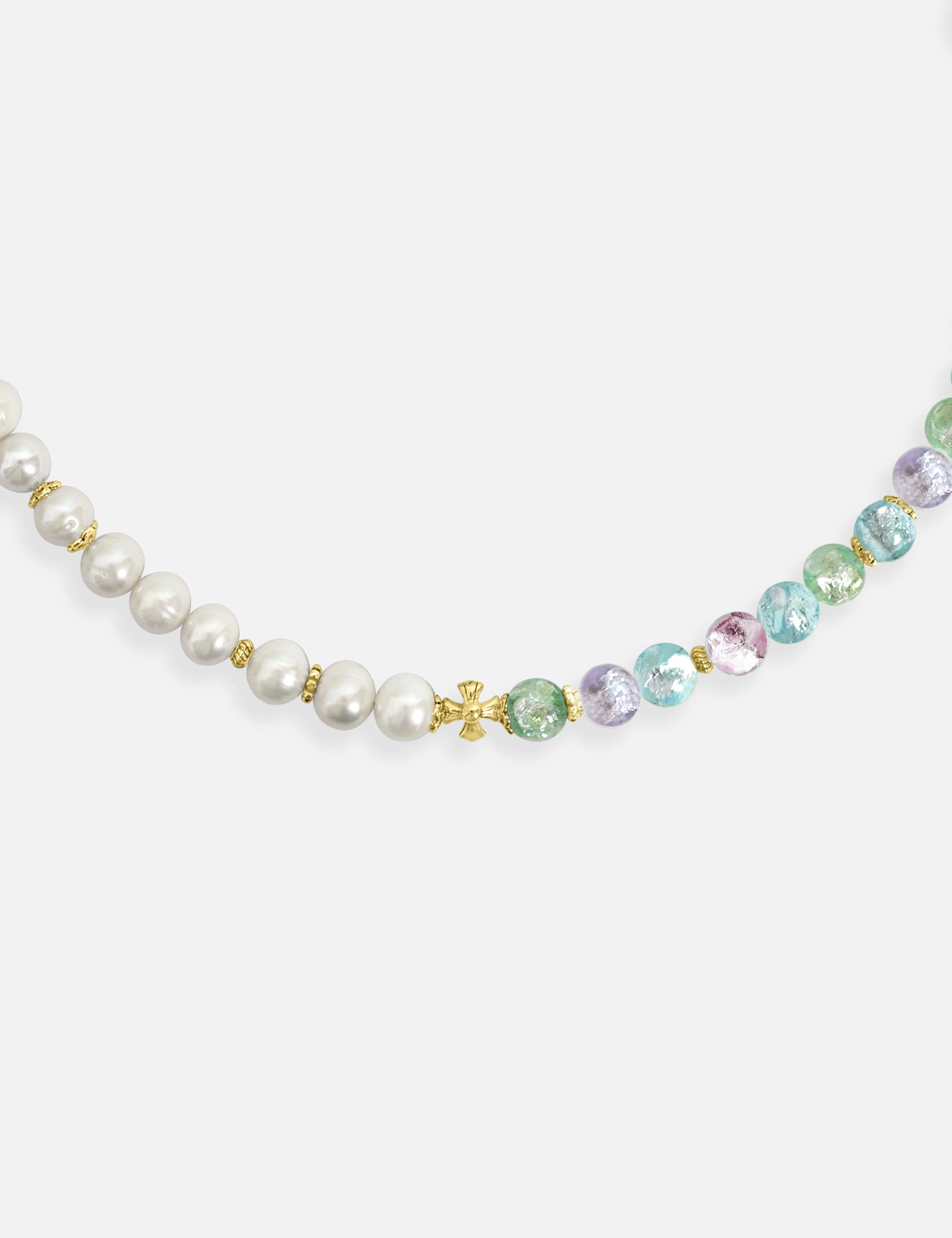 collier perles culture phosphorescent doré mutlicolore