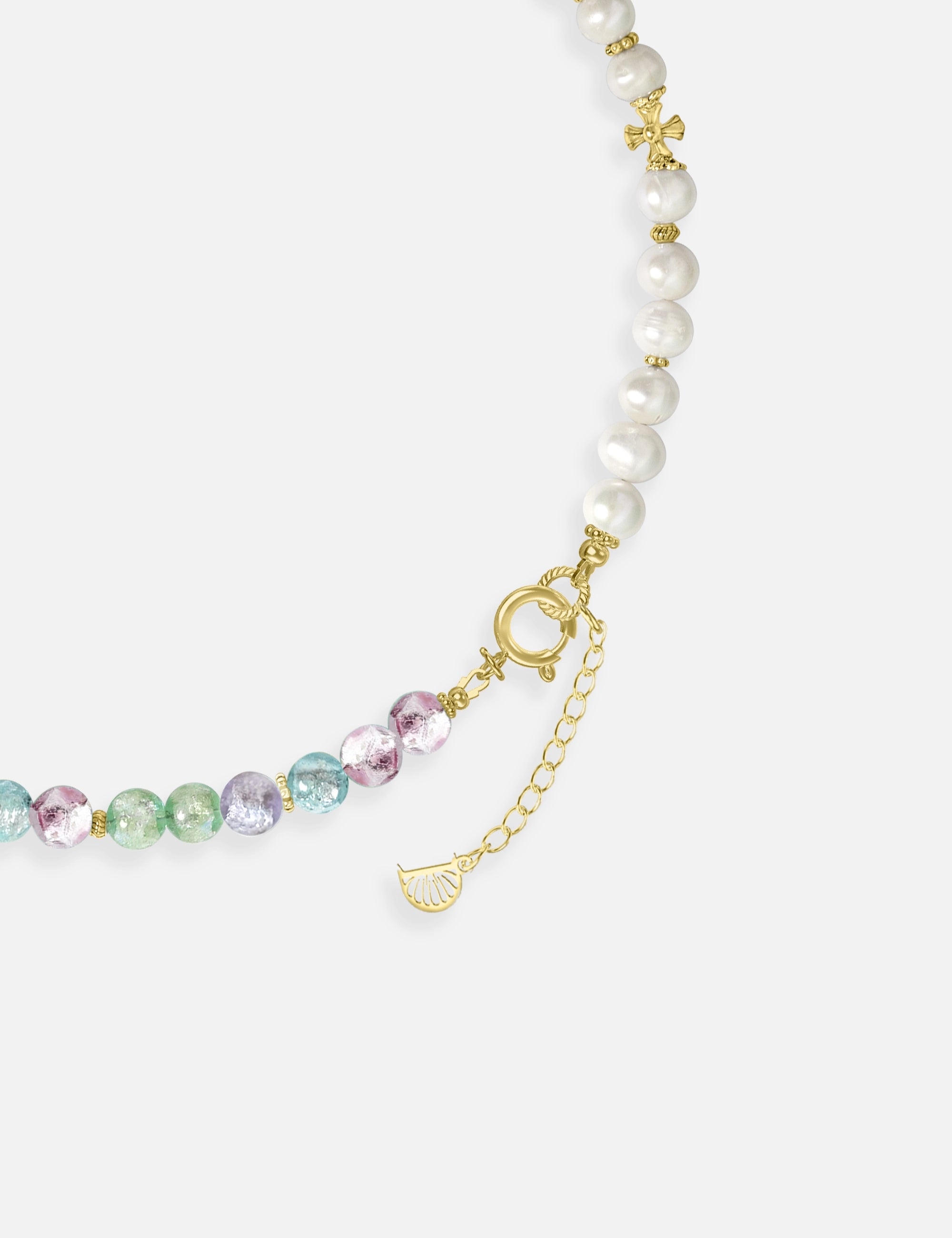 collier perles culture phosphorescent doré mutlicolore