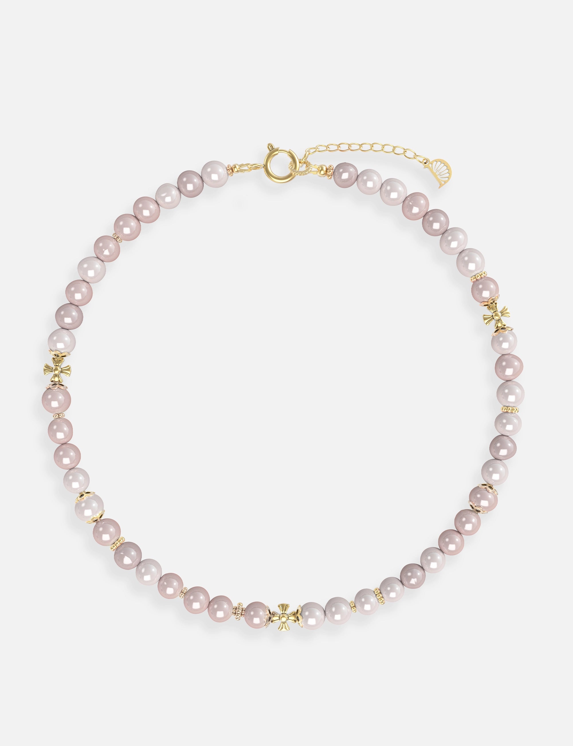 collier perles culture lilas doré