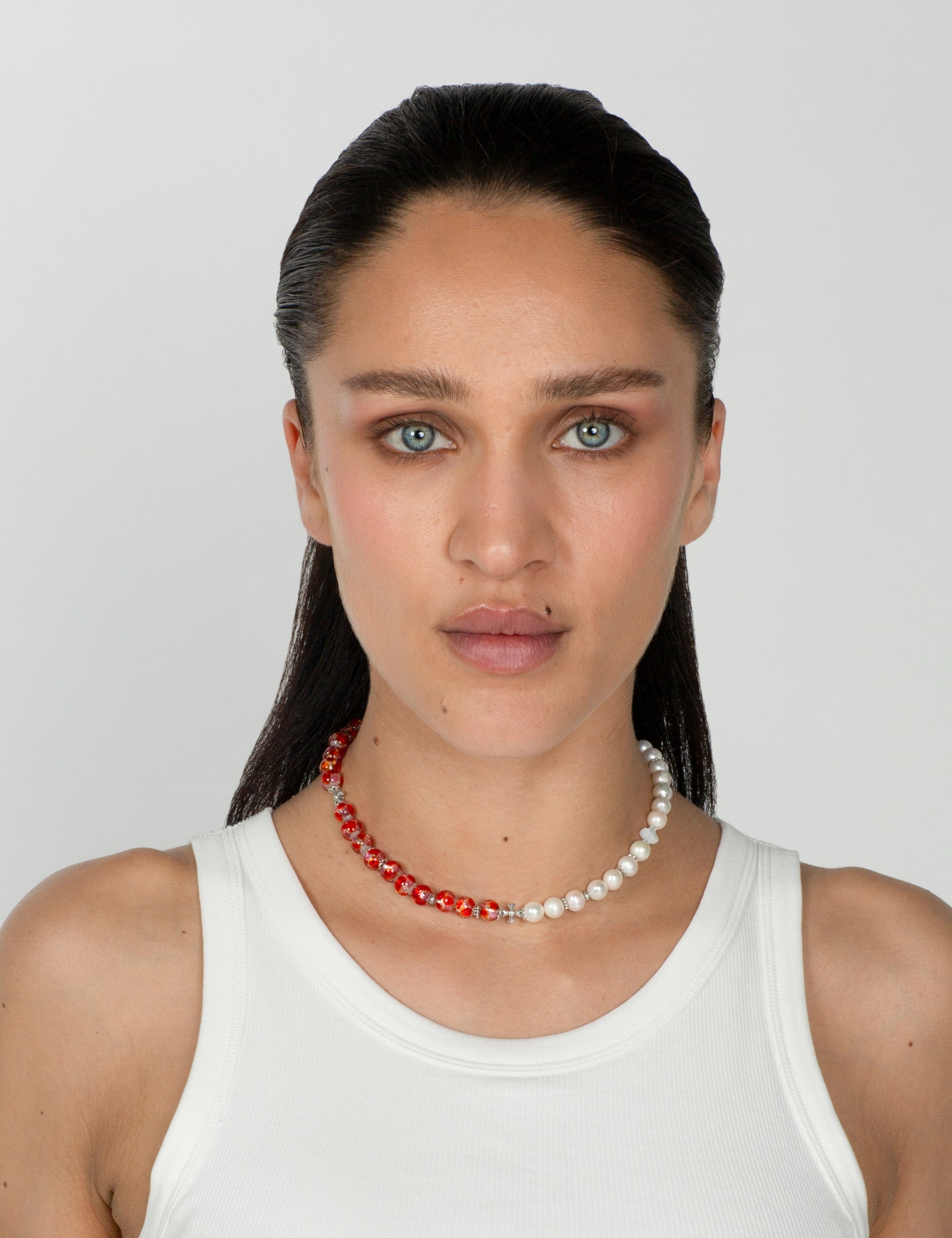 Collier perles de culture corail phosphorescent