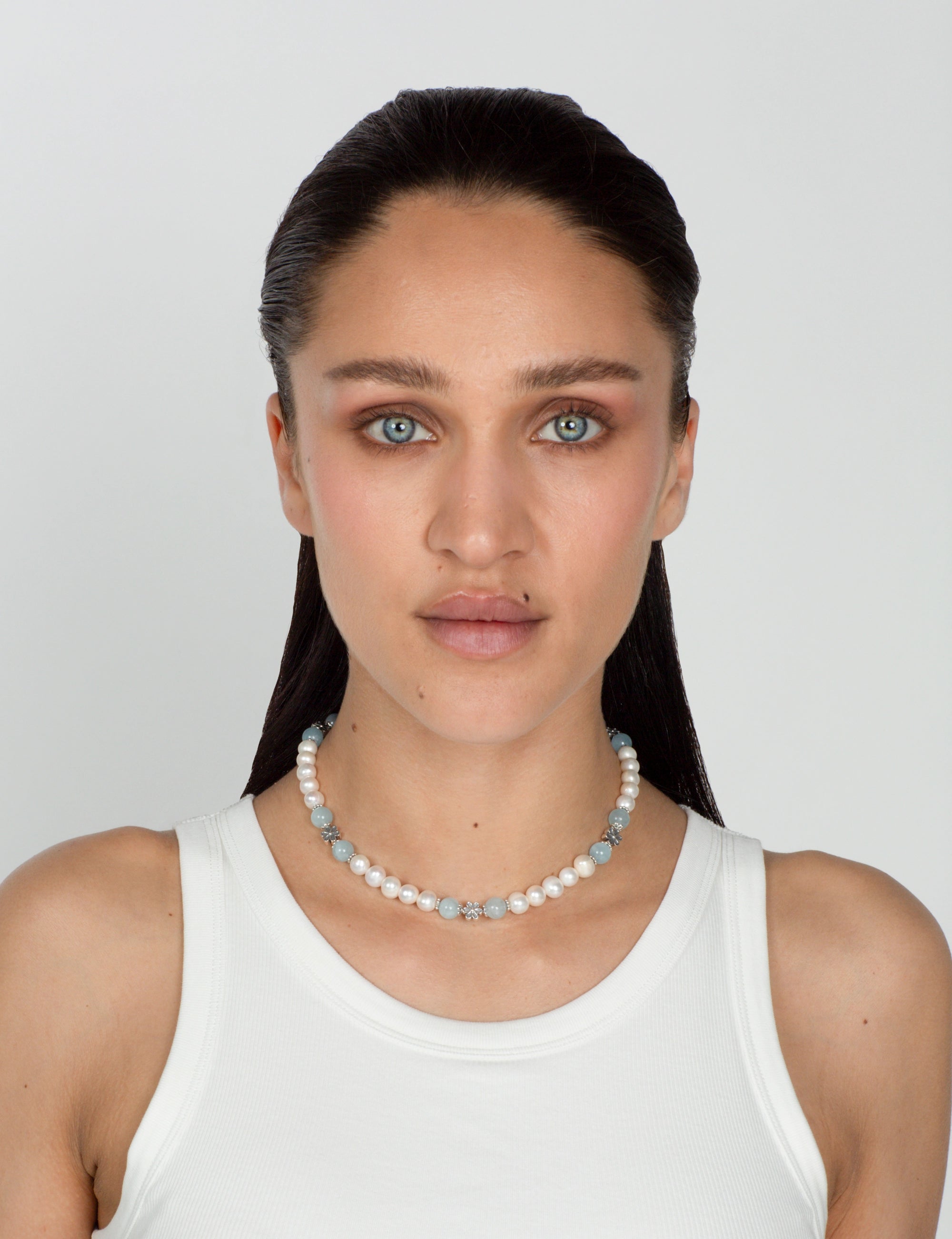 Collier perles de culture aigue-marine