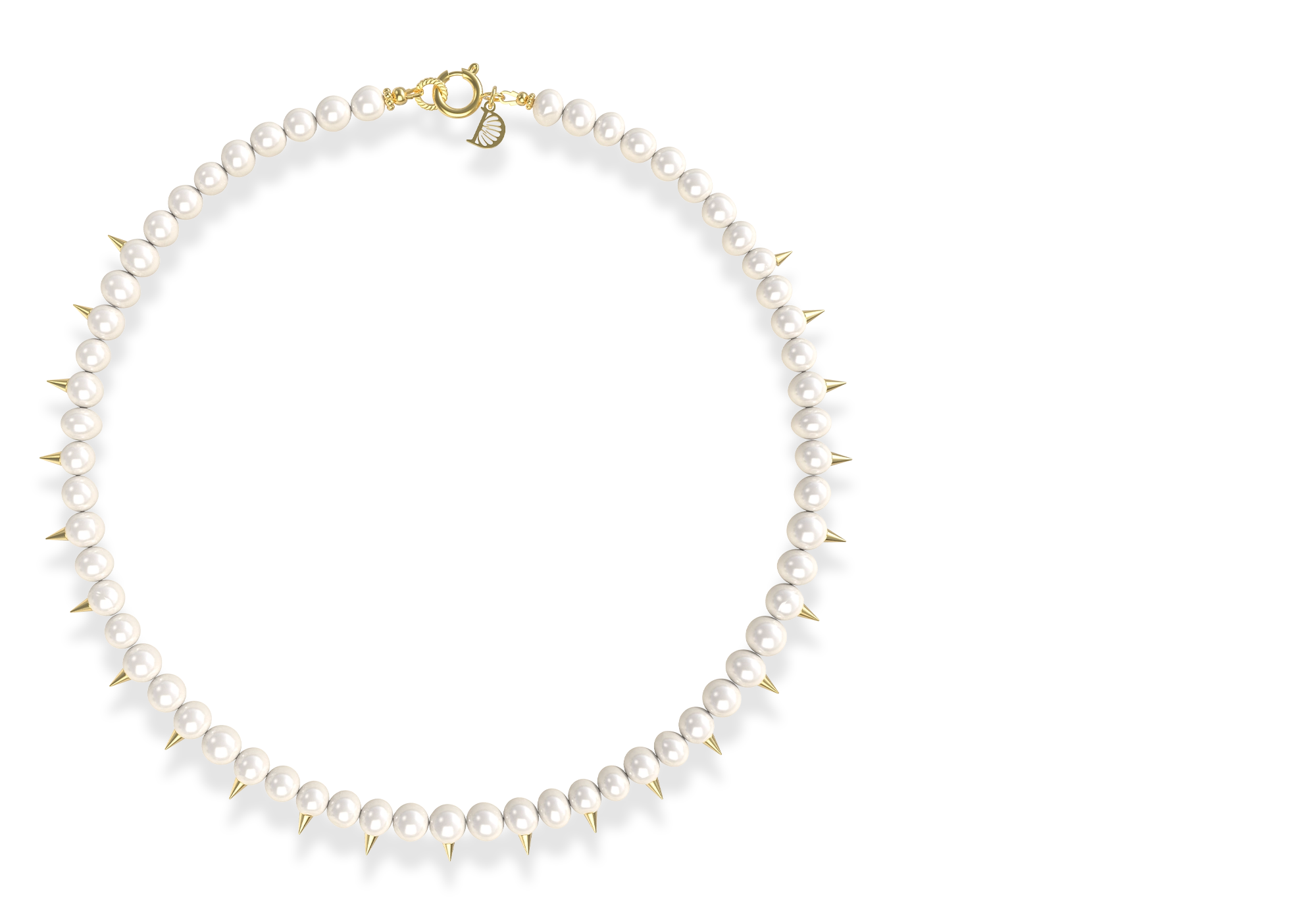 collier perles de culture pics dorés