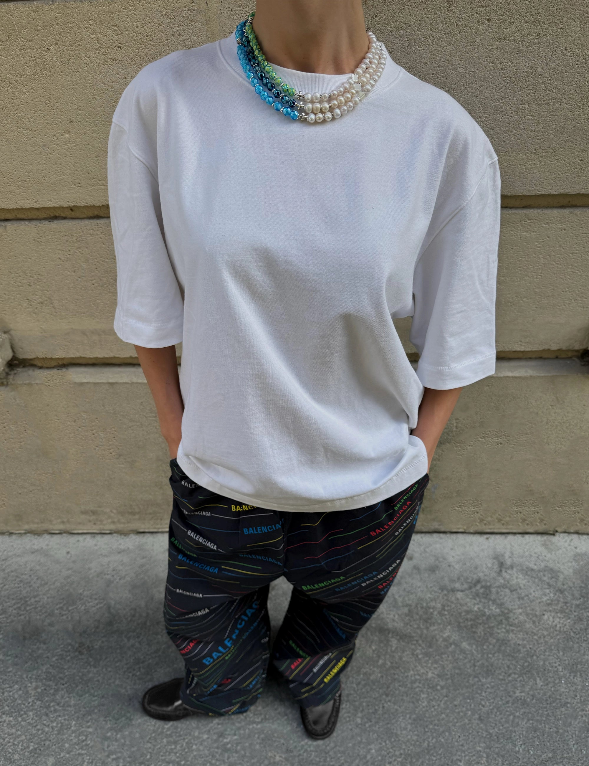collier perles culture bleu phosphorescent