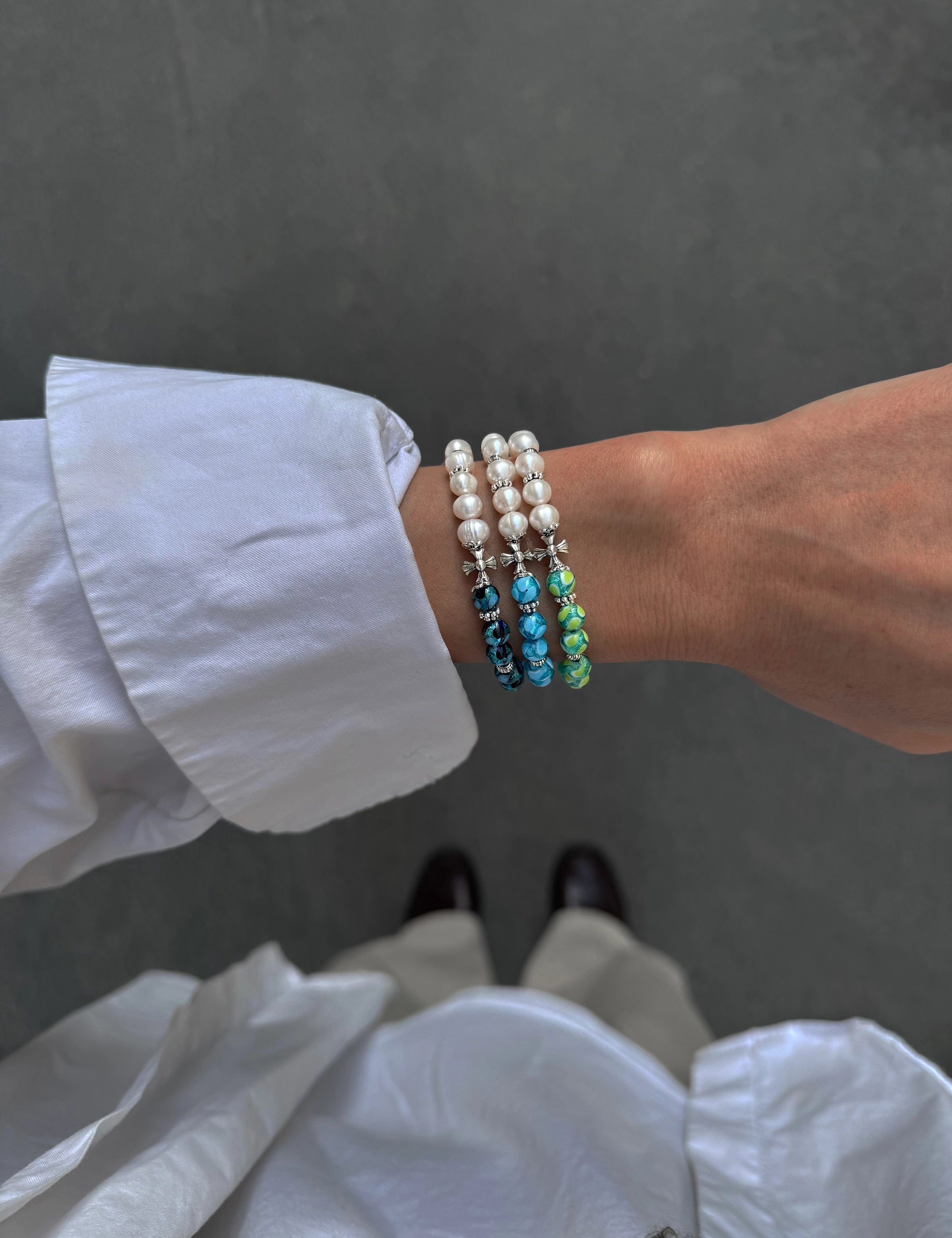 bracelet perles culture bleu phosphorescent