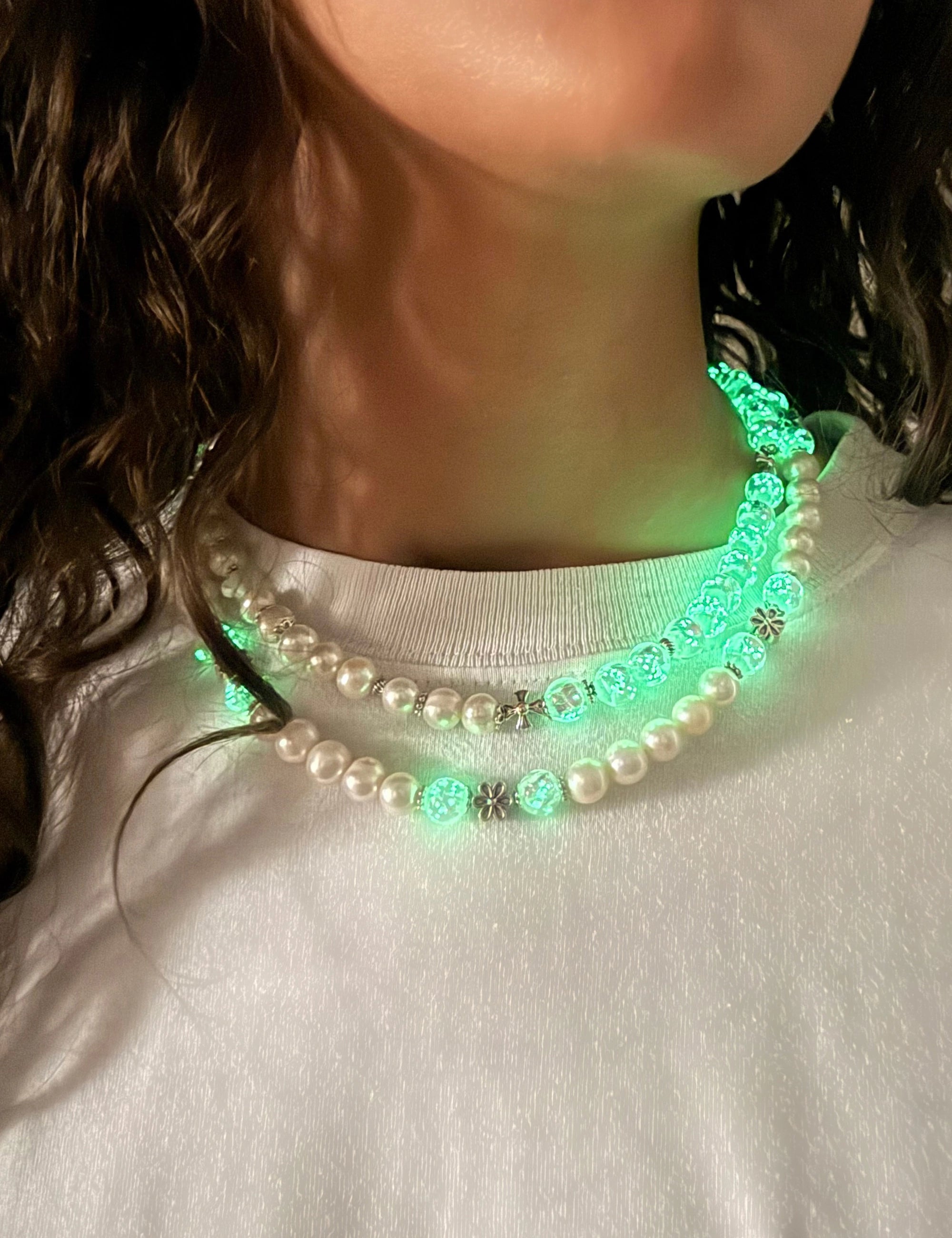 collier perles de culture phosphorescent