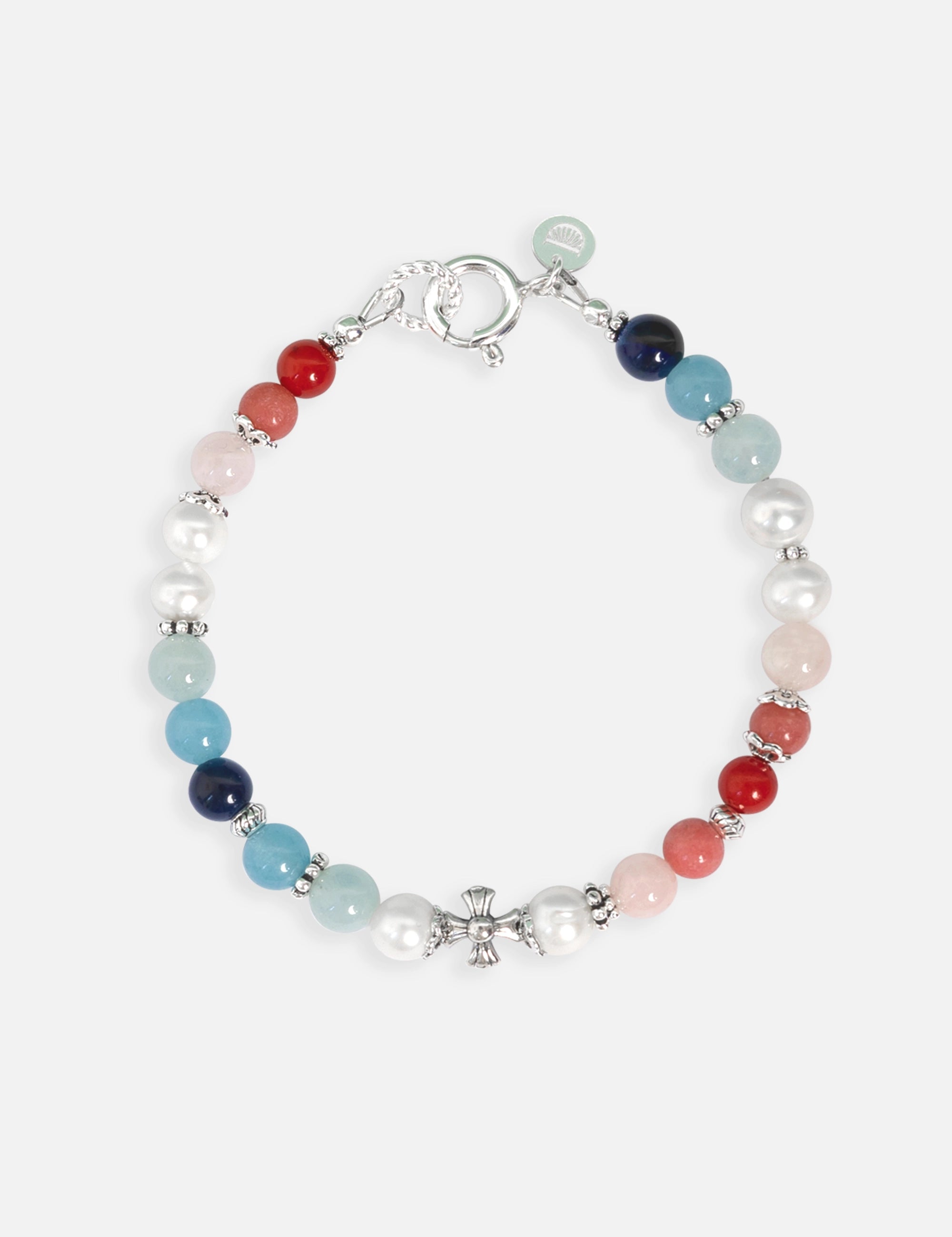 Bracelet perles de culture bleu blanc rouge