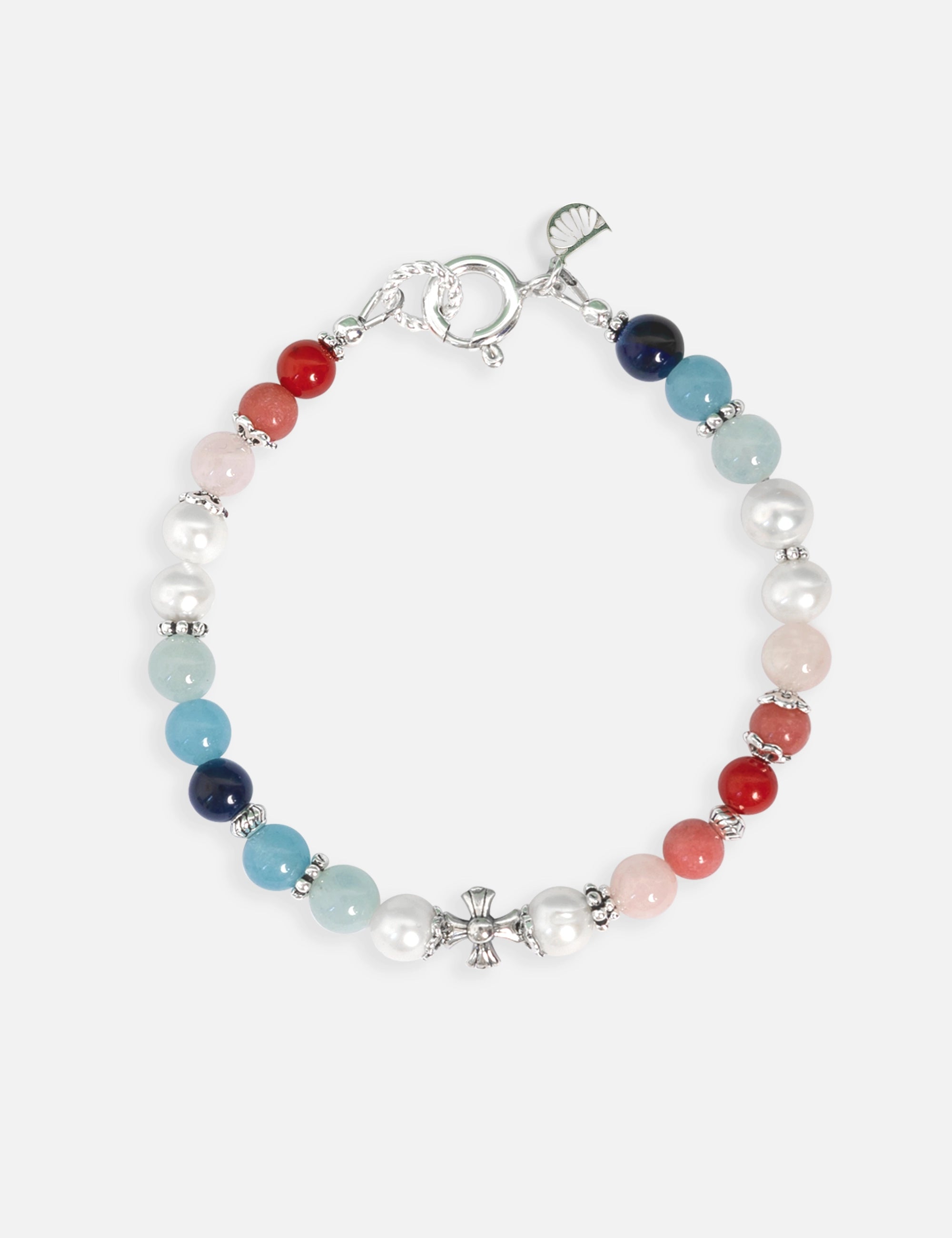 Bracelet perles de culture bleu blanc rouge