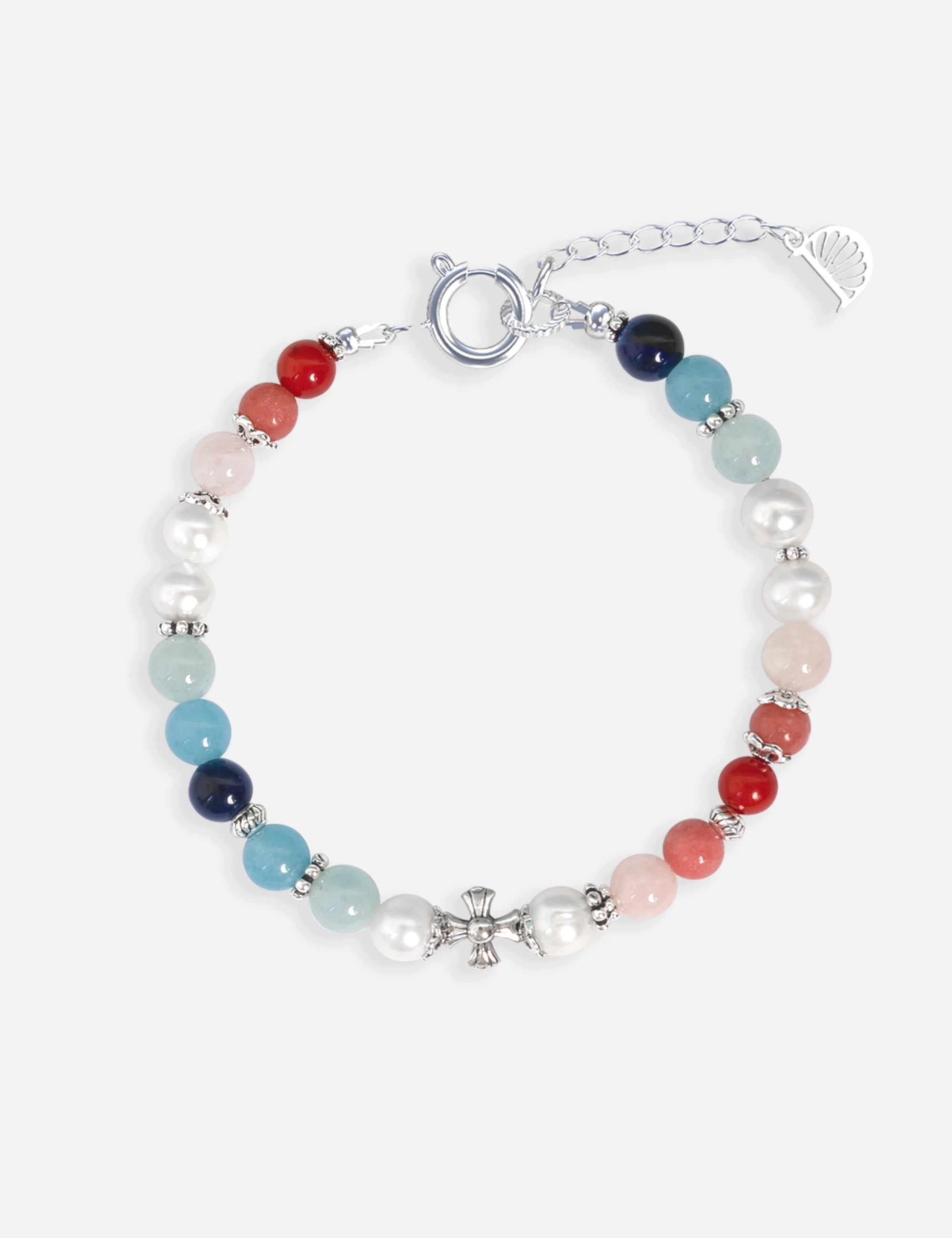 bracelet perles bleu blanc rouge